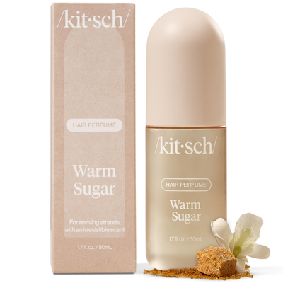Kitsch Warm Sugar pink hair perfume mist with vanilla and grapefruit scent, deodorizing and odor-eliminating formula