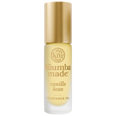 Kuumba Made Vanilla Bean Fragrance Oil rollerball bottle with long-lasting, alcohol-free vanilla scent
