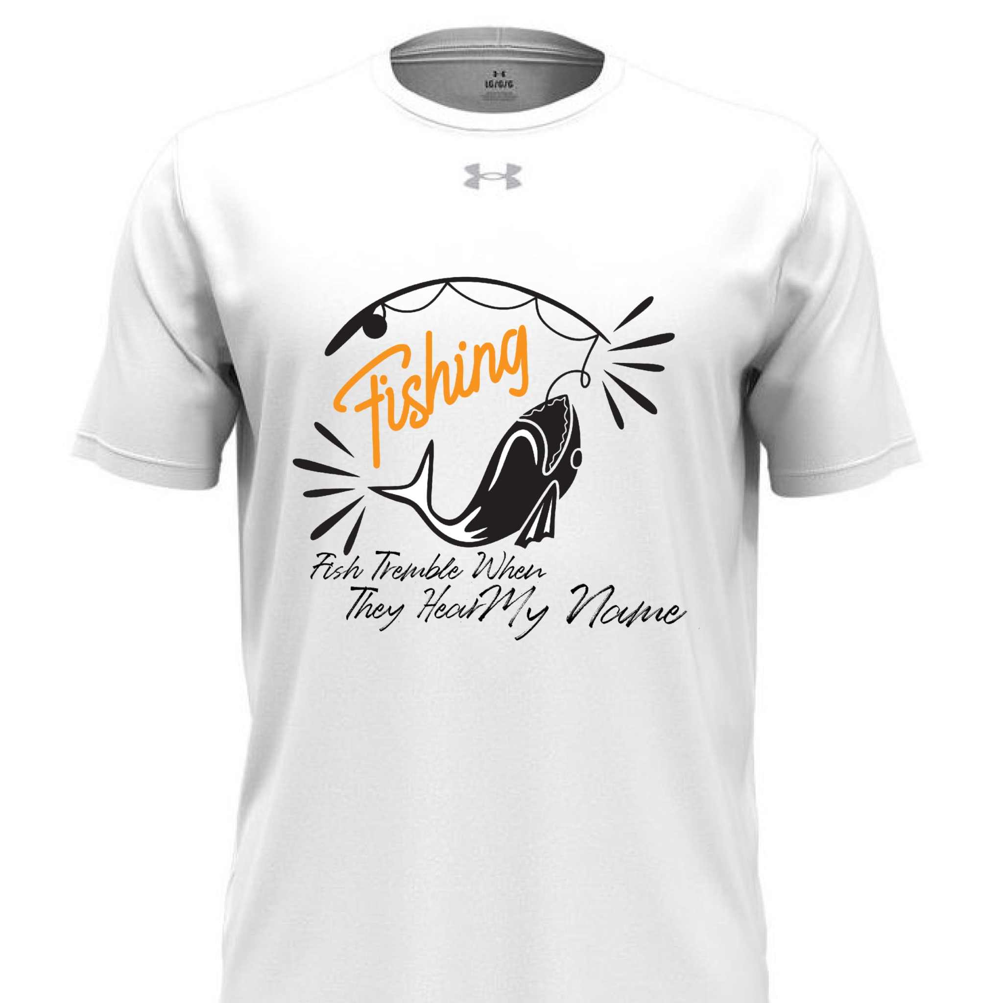 Under Armour 1376842 Men's Team Tech T-Shirt with Fish Tremble When They Hear My Nounce graphic, quick-dry fabric