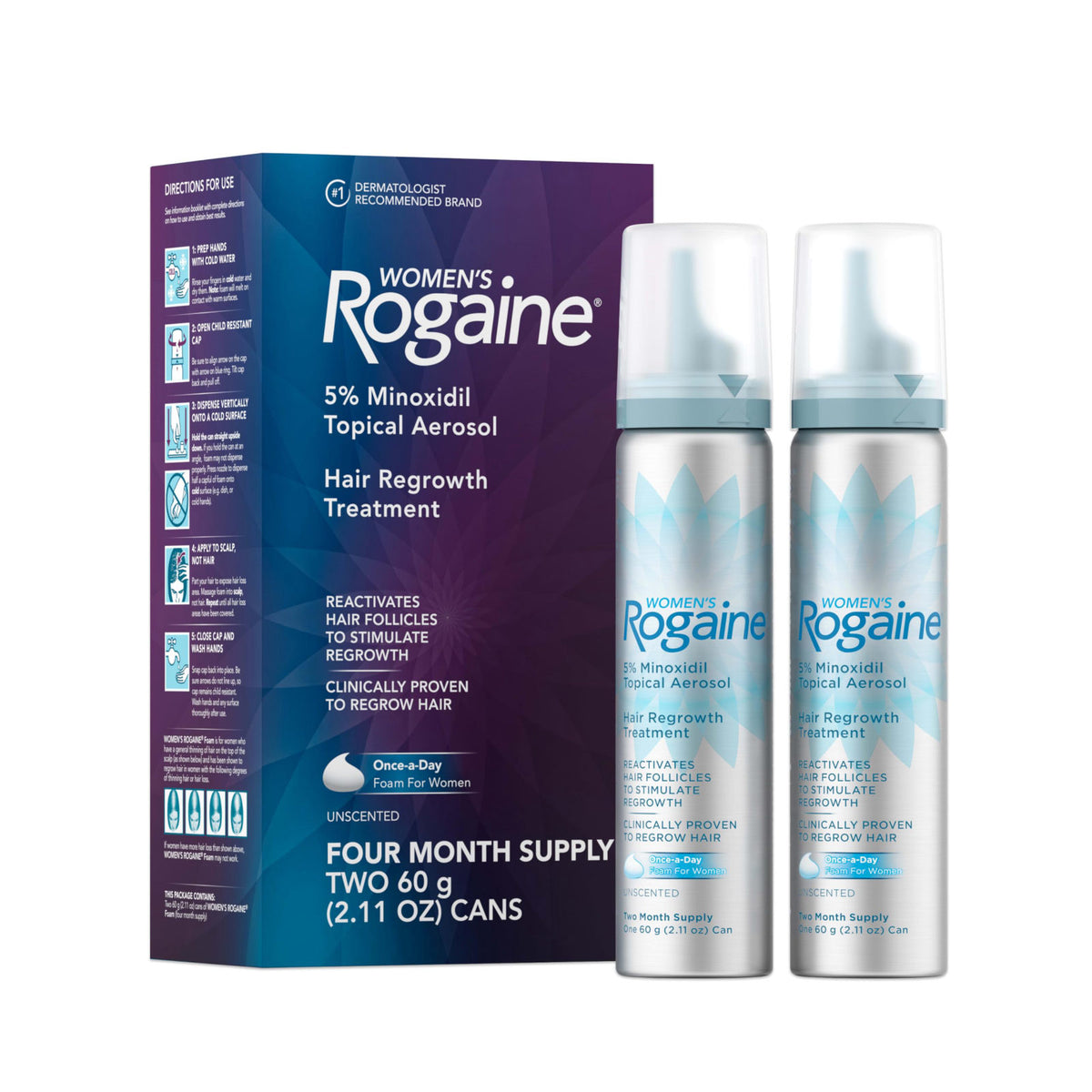 Women s Rogaine Hair Growth Foam 5 Topical Minoxidil 4 Mo 2x
