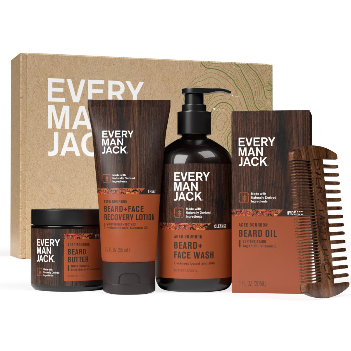 Every Man Jack Complete Beard Care Kit for Men Aged Bourbon