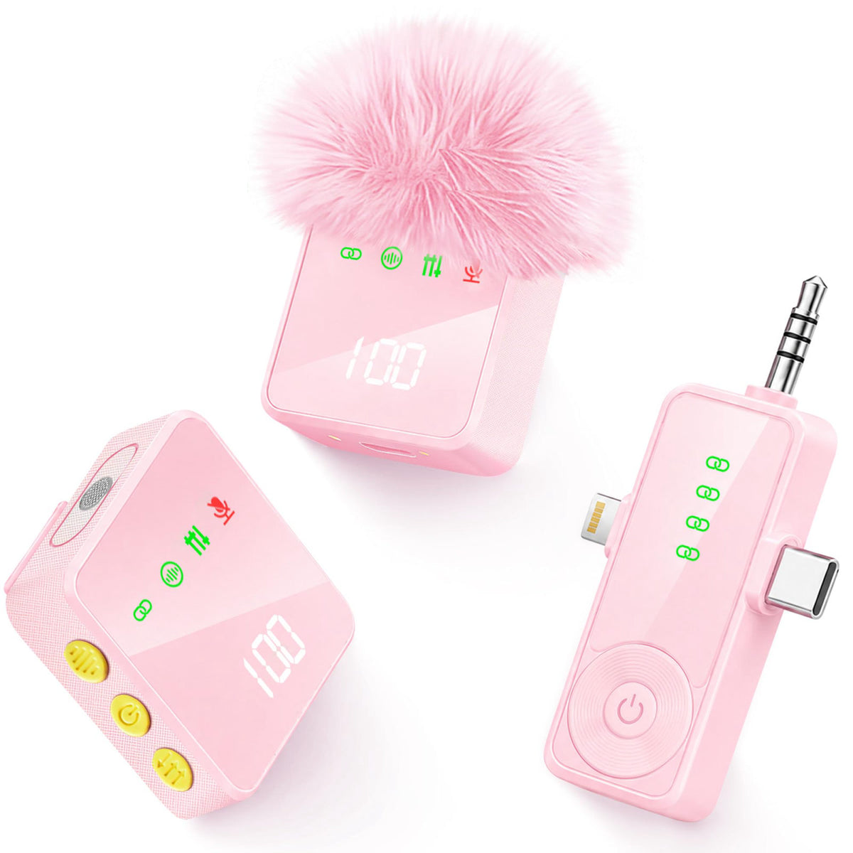 3 in 1 Wireless Lavalier Microphone for iPhone Android