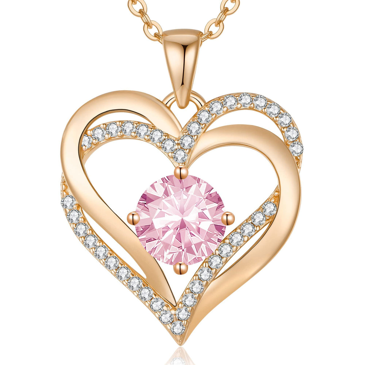 925 Sterling Silver Love Heart Birthstone Necklace for Women