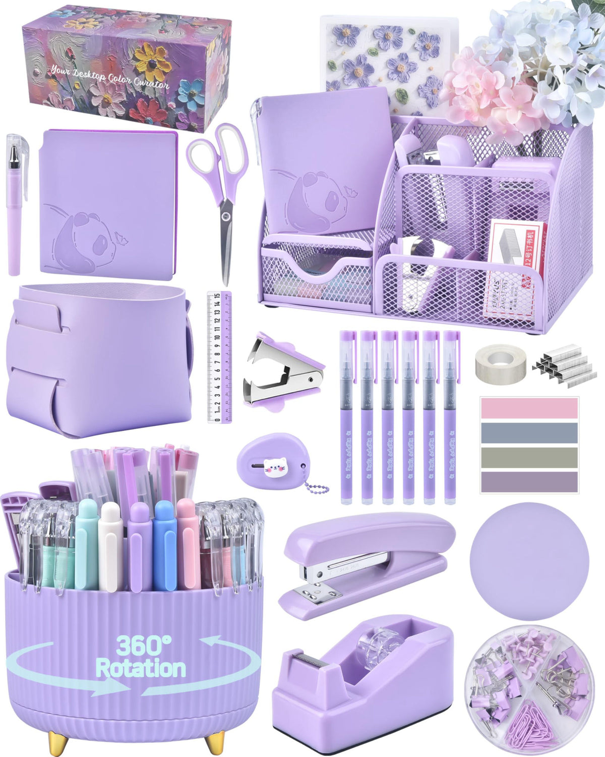 Purple Desk Accessories and Organizers with Desk Organizer