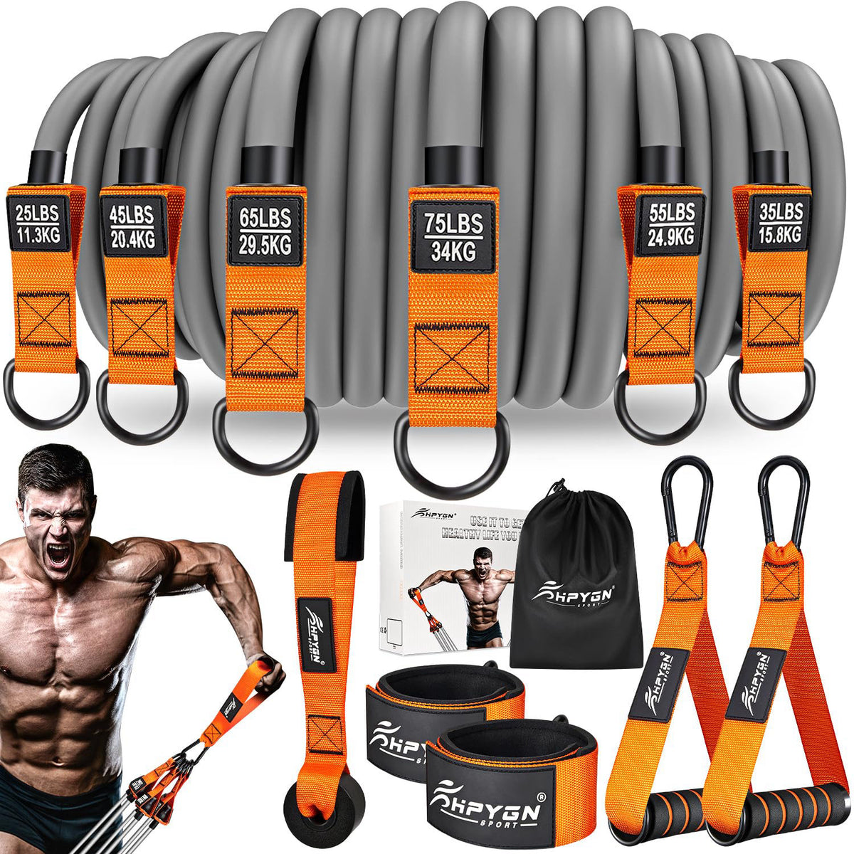 HPYGN Heavy Resistance Bands 300LBS Exercise Bands for