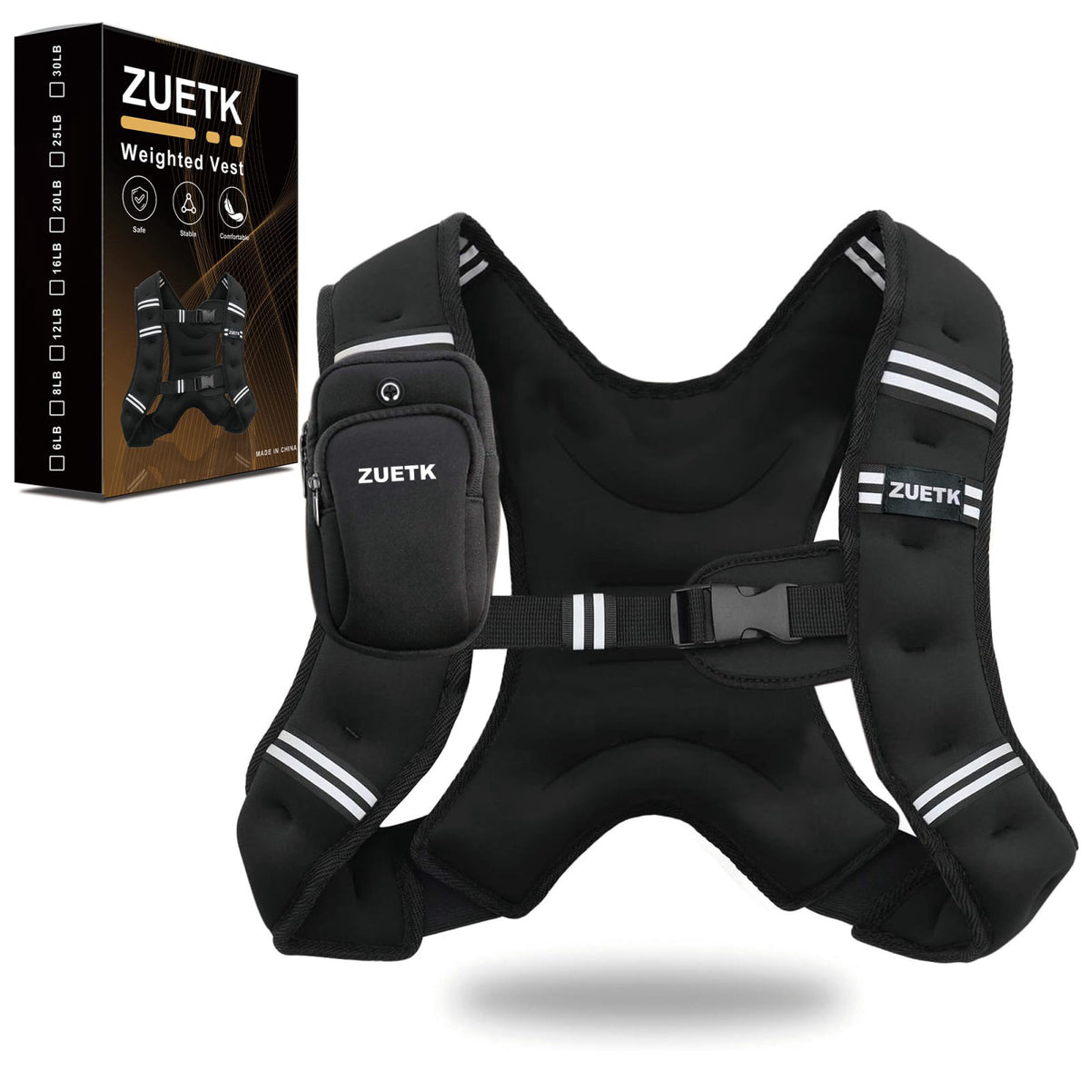 ZUETK Weighted Vest 6lb 8lb 12lb 16lb 20lb 25lb 30lb Weight