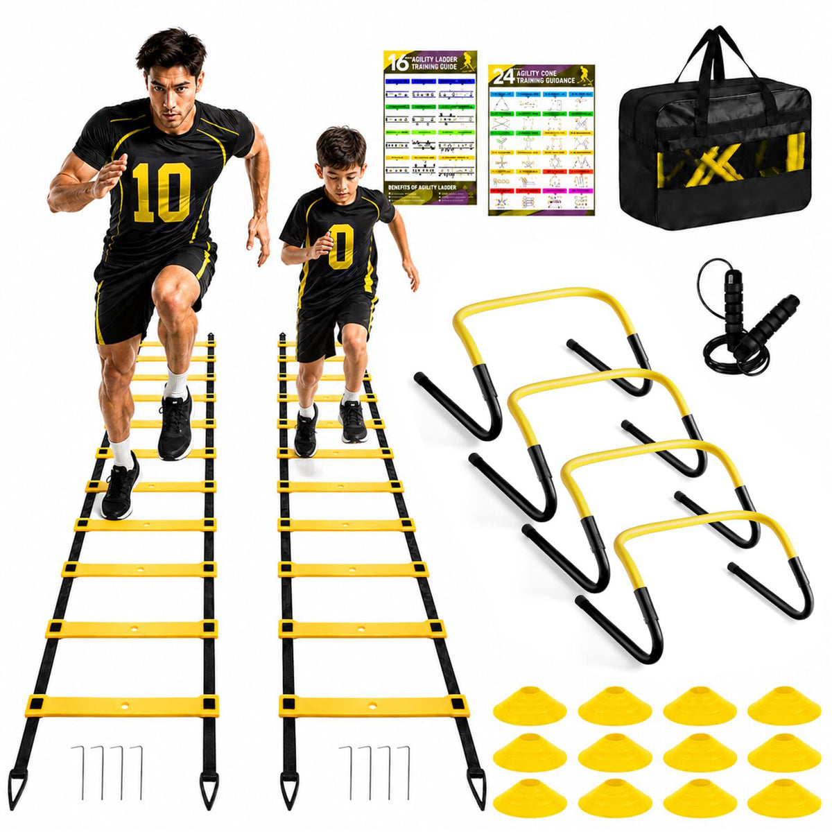 2 Pack Agility Ladder Soccer Speed Training Equipment Set