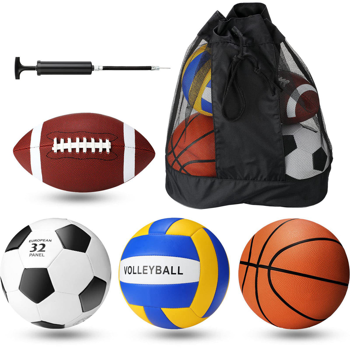 Jerify 4 Pcs Sport Balls Soccer Football Basketball