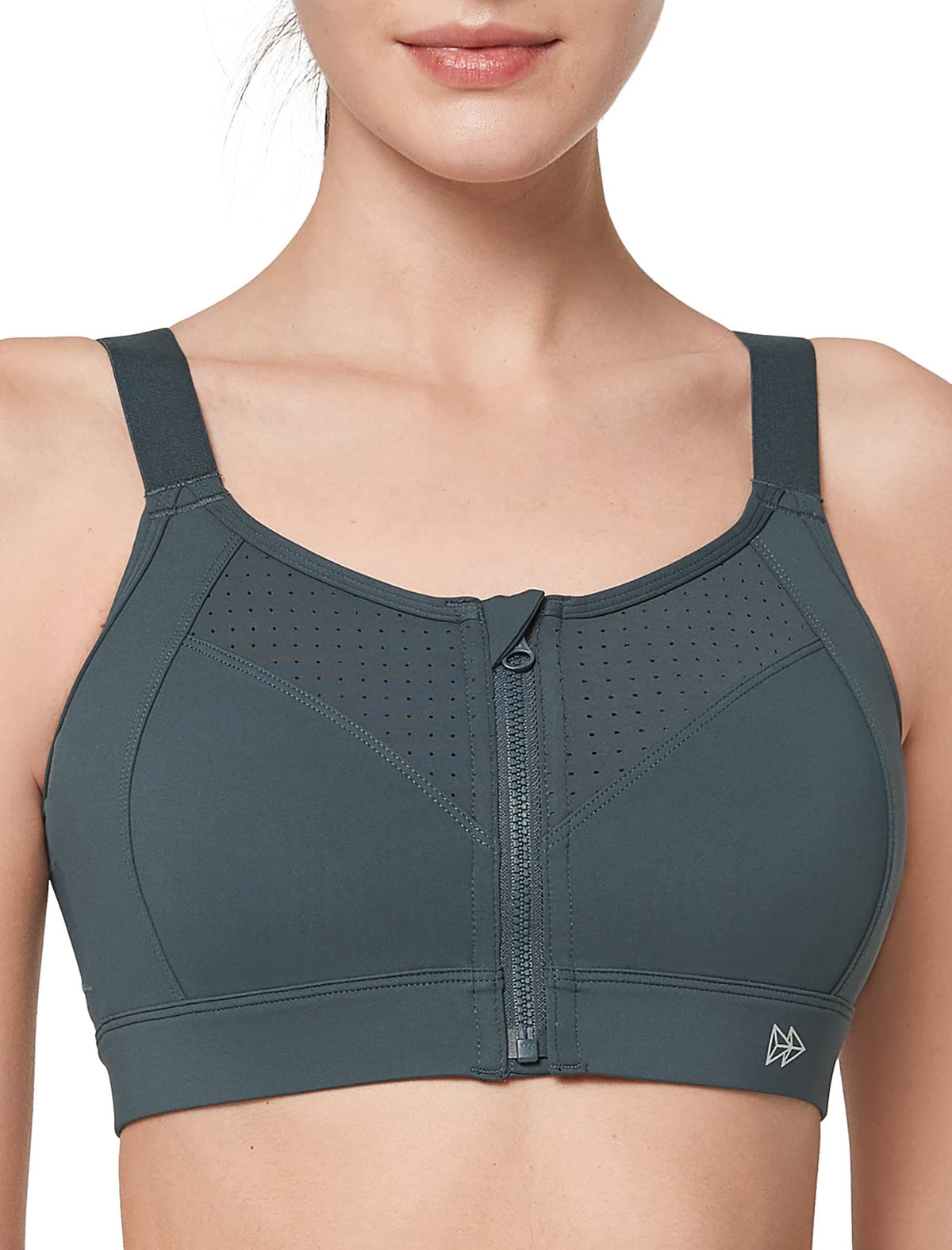 Yvette Adjustable Sports Bras High Impact Zip Front