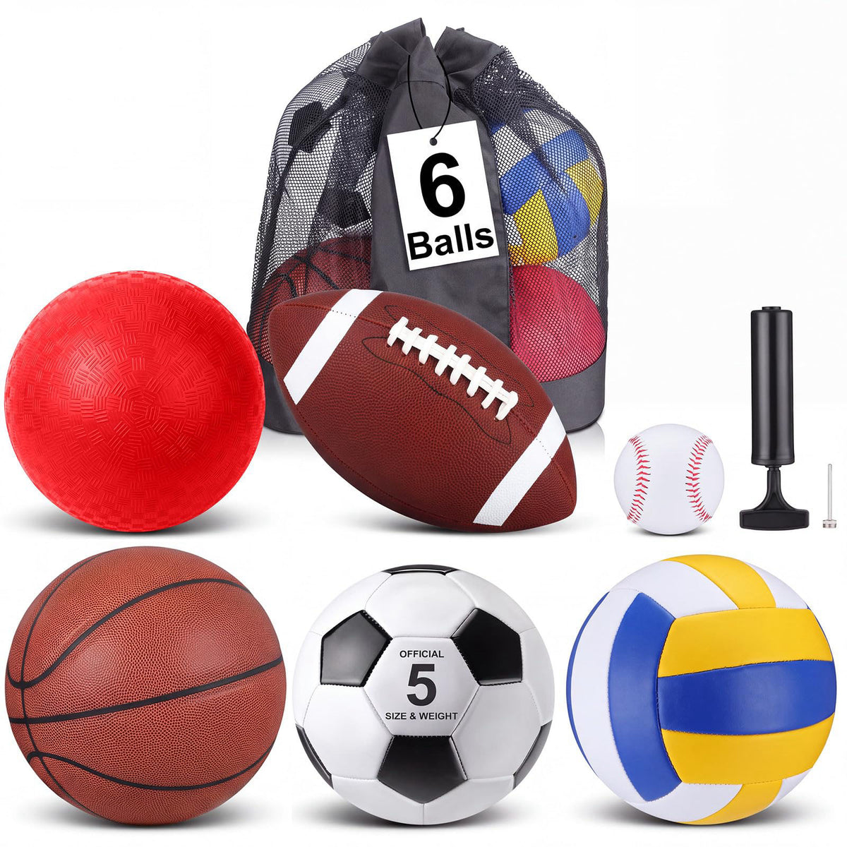Libima 6 Pcs Multi Sport Ball Set Recess Equipment