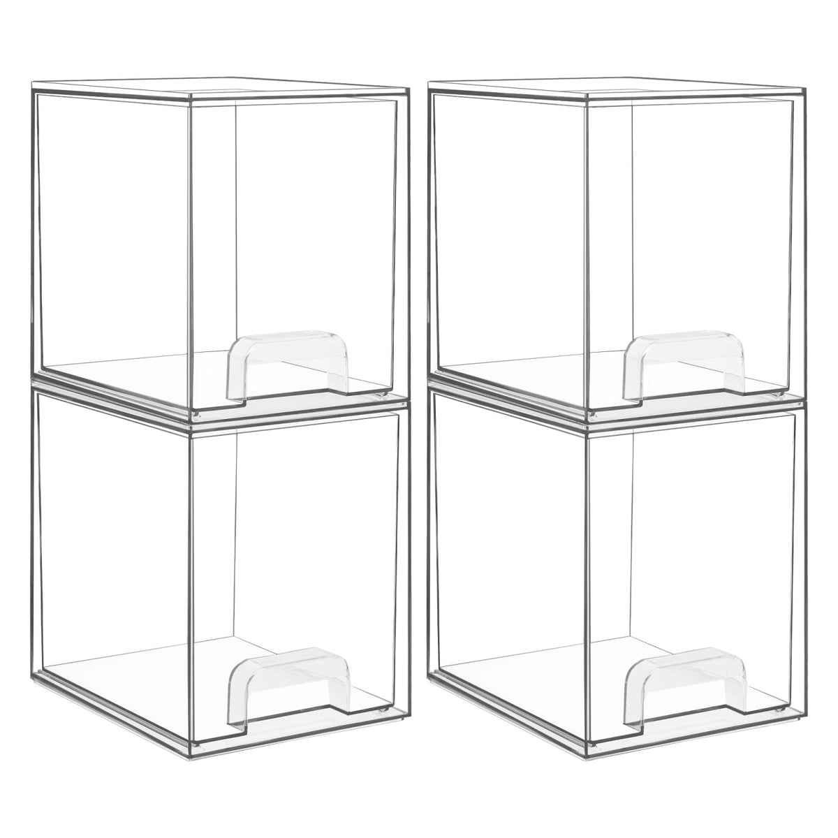Vtopmart Clear Stackable Storage Drawers 4 Pack Tall Plastic