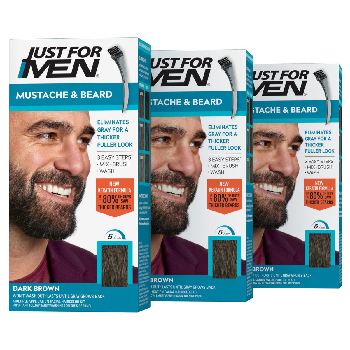 JUST FOR MEN Mustache Beard Dye Keratin Dark Brown M 45