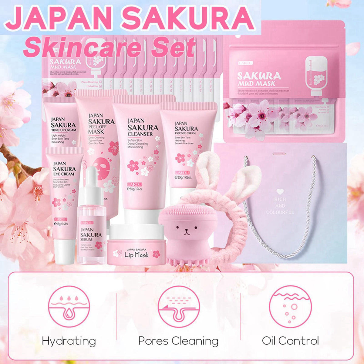 Skin Care Set Sakura Women Beauty Gift Sets Korean Skin Care