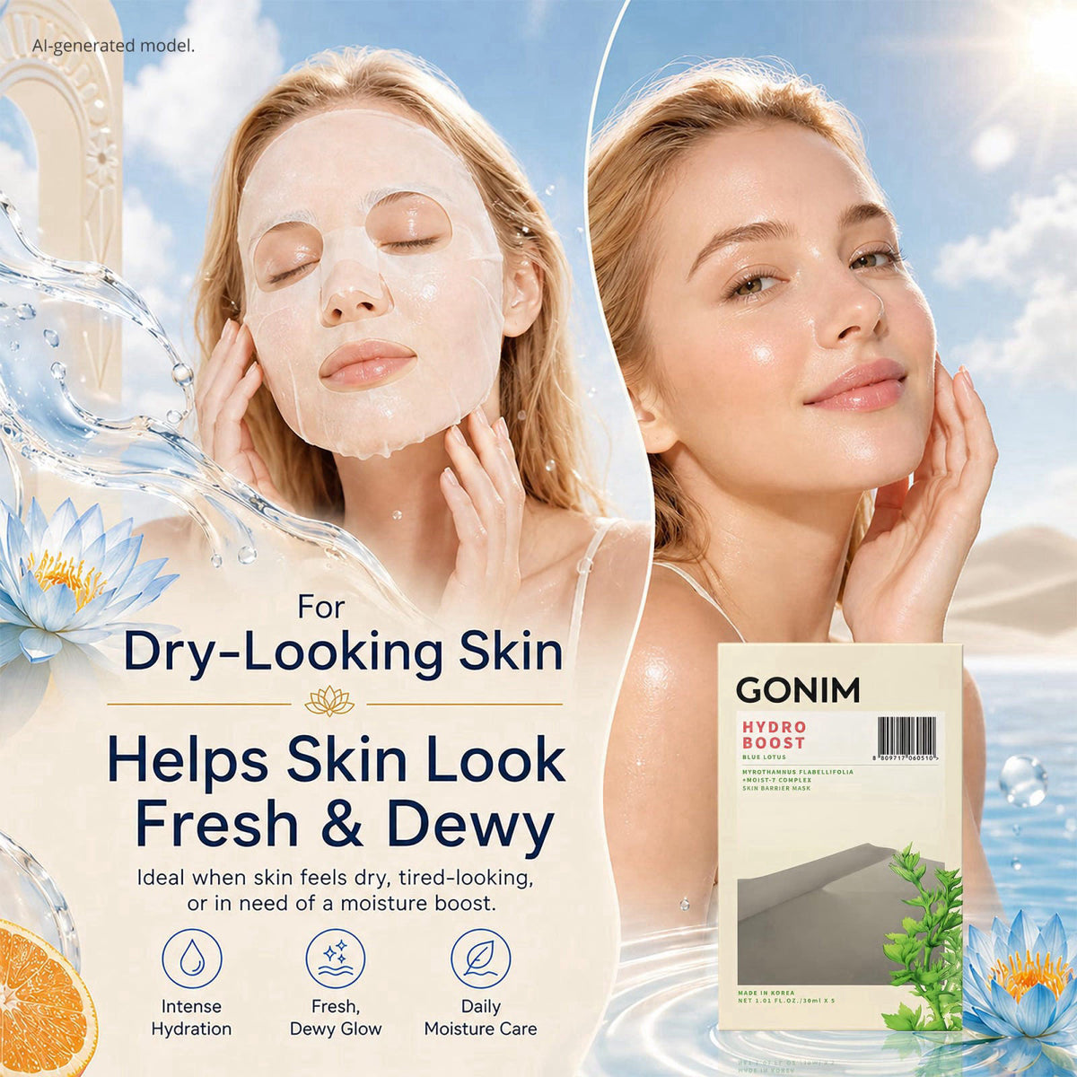 Korean Face Mask Hydrating Face Mask with Hyaluronic Acid