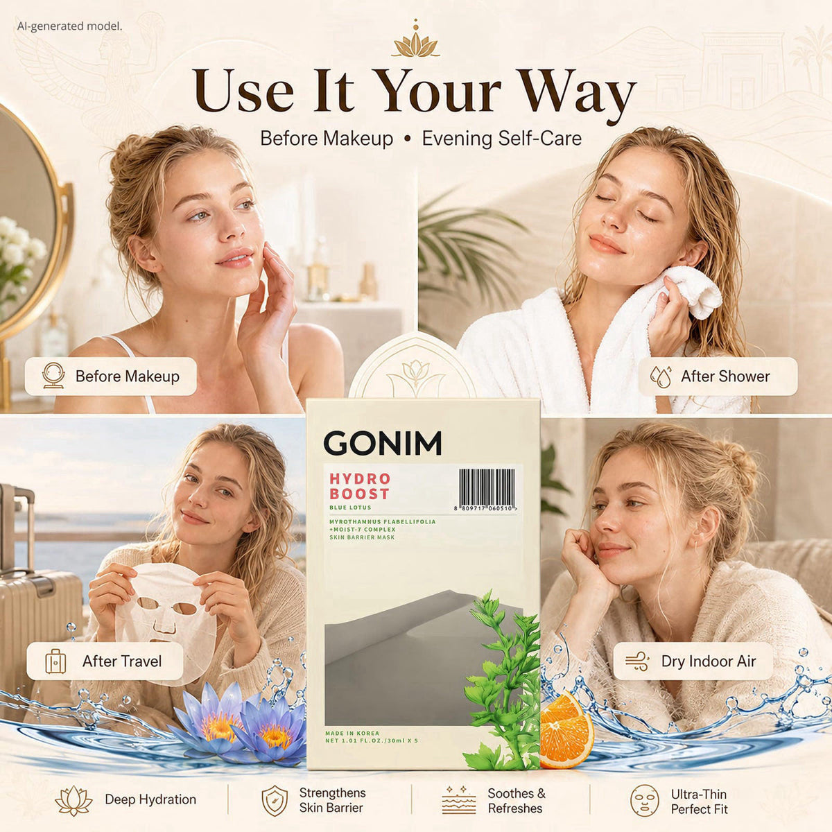 Korean Face Mask Hydrating Face Mask with Hyaluronic Acid