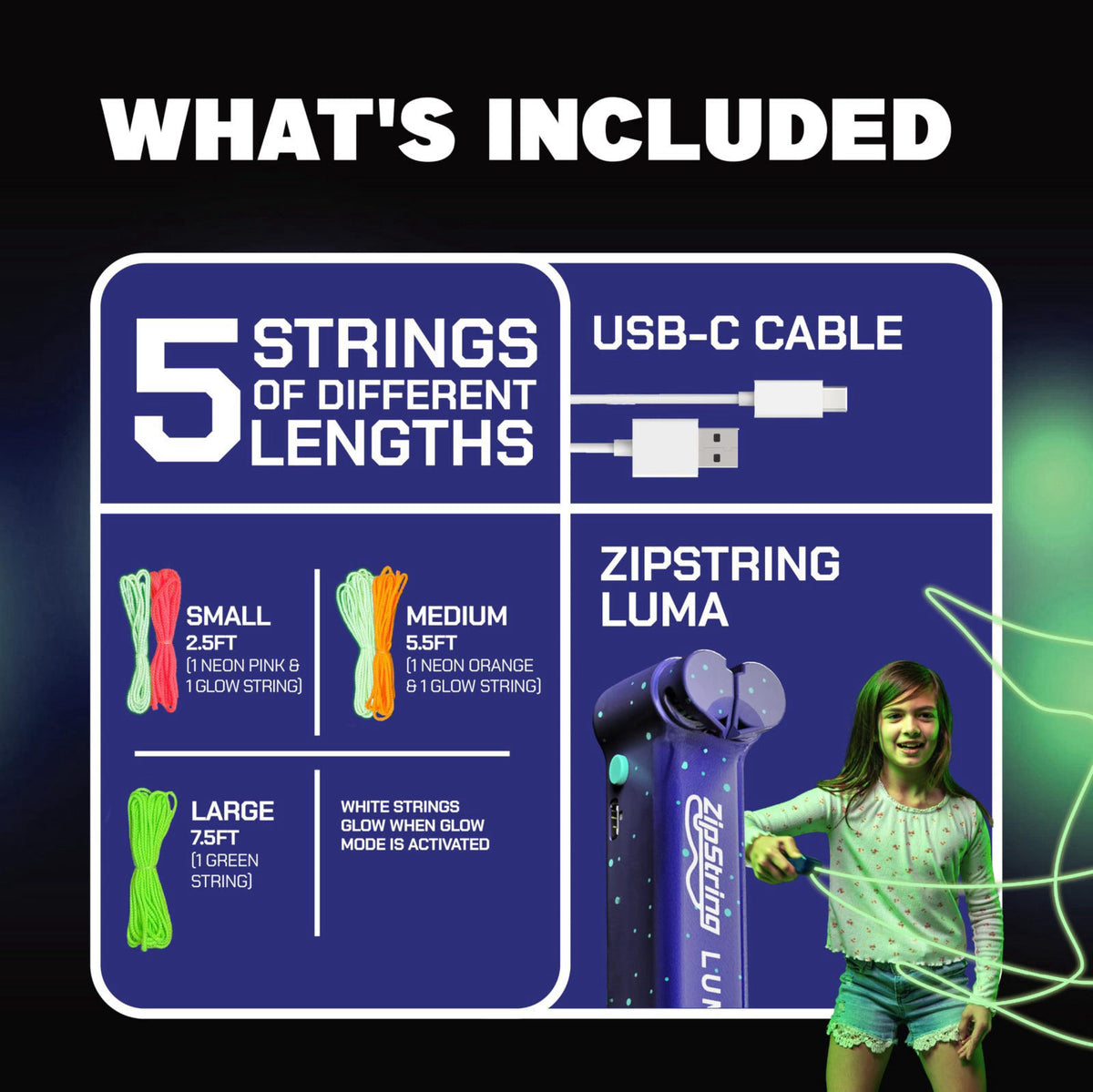 ZipString Luma Glow in The Dark String Toy