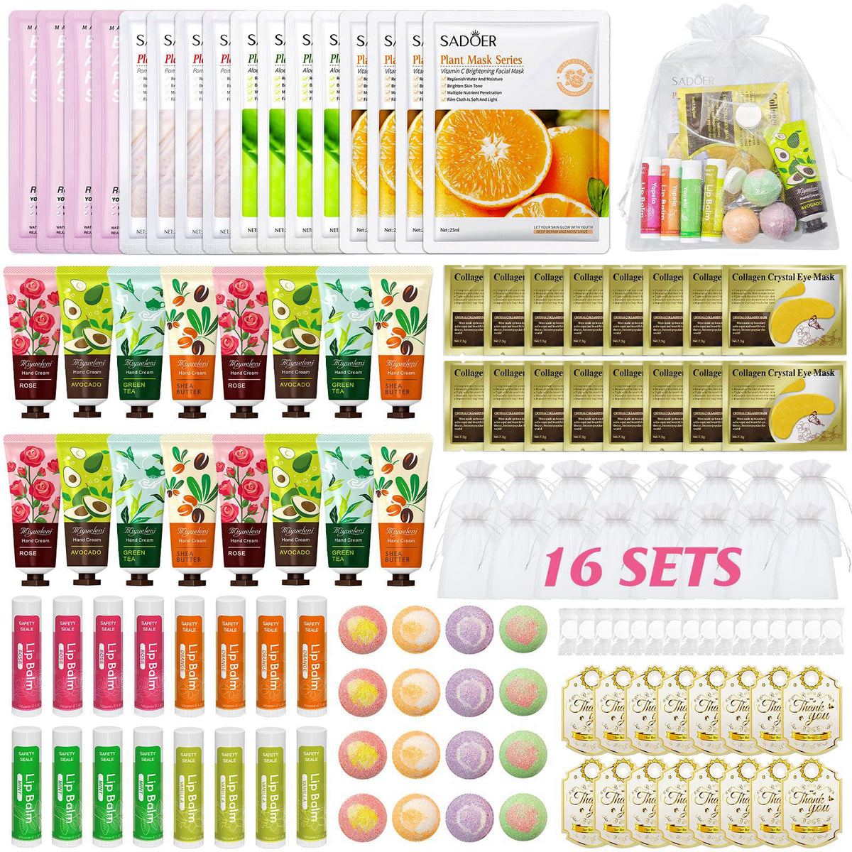 128 PCS Spa Party Supplies for Women Spa Kit Include Lip