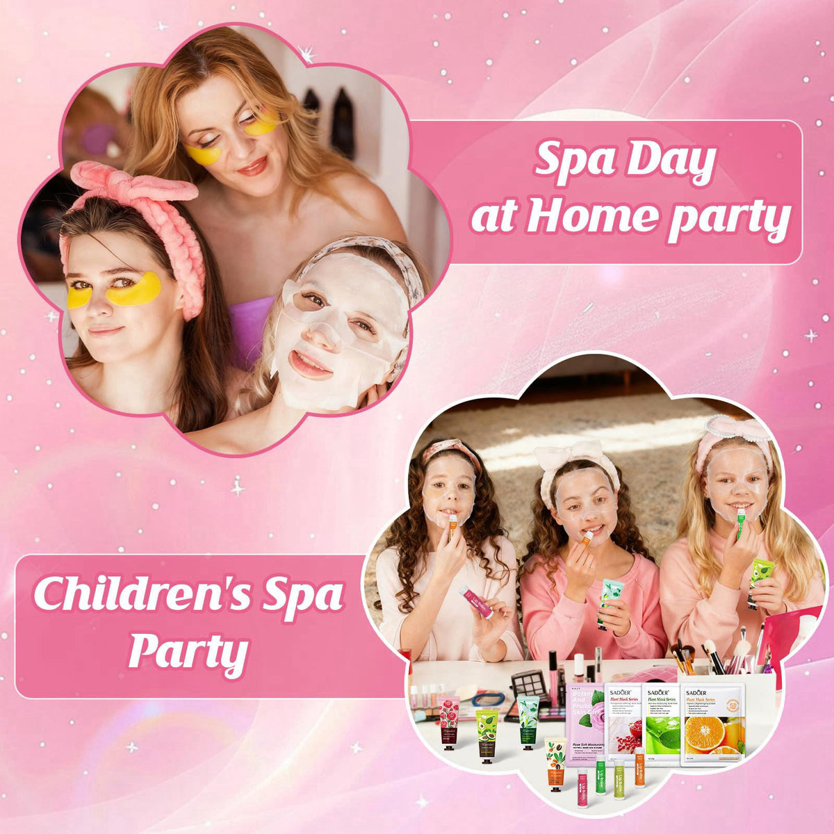 128 PCS Spa Party Supplies for Women Spa Kit Include Lip