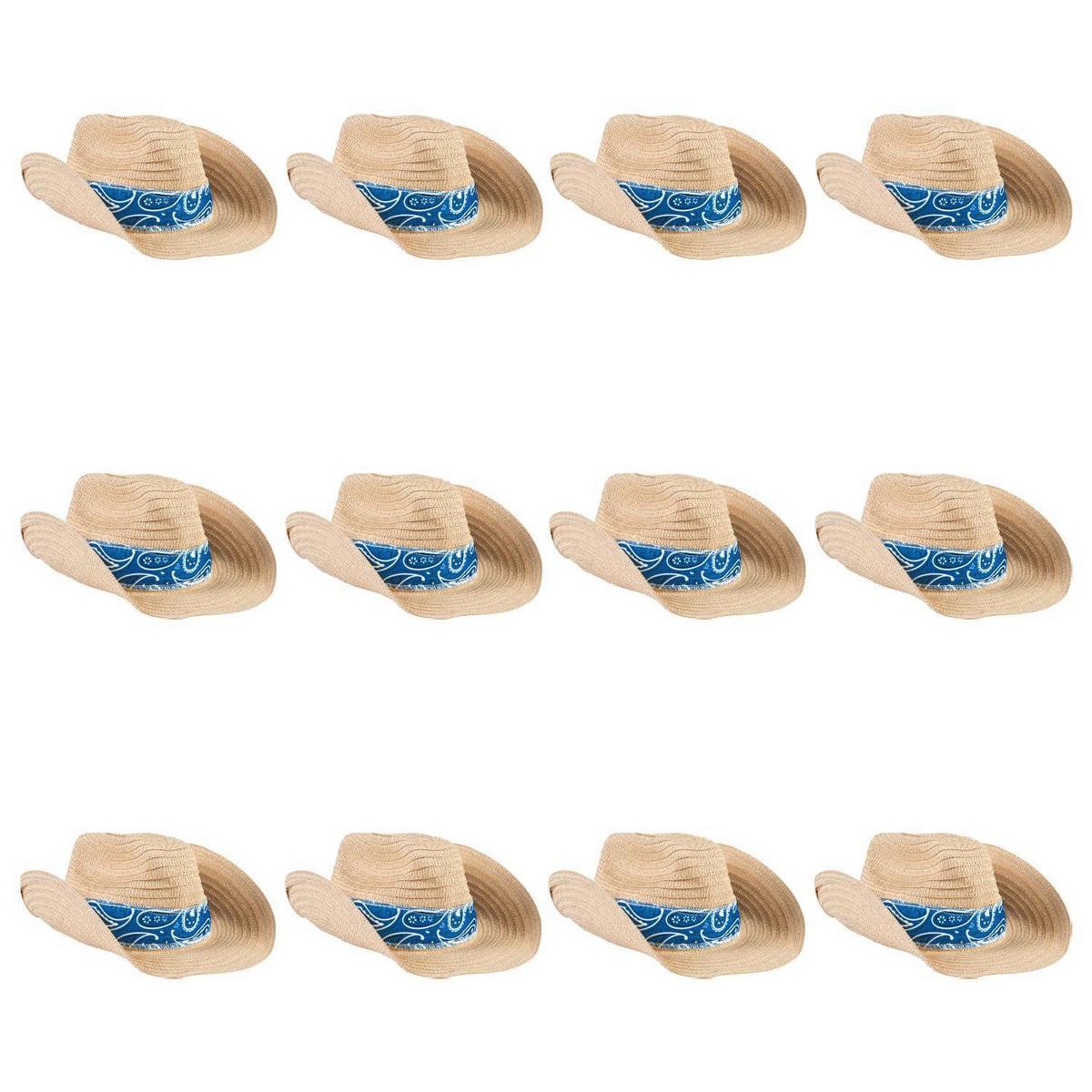Fun Express Straw Cowboy Hats for Men Women Set of 12
