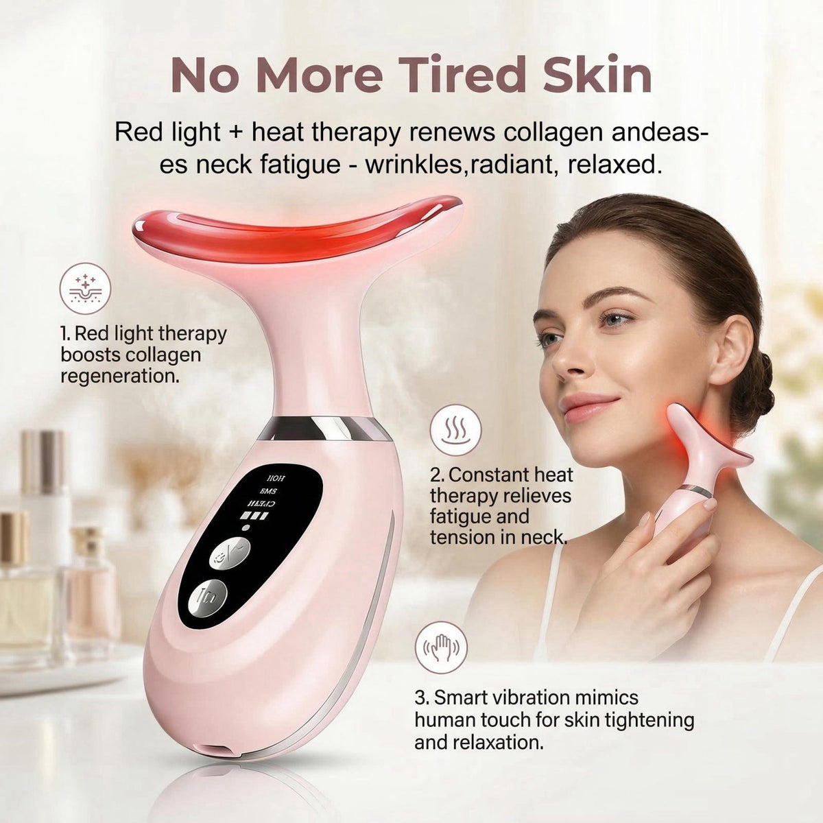 7 Color LED Light Facial Massager Set Face and Neck Massager