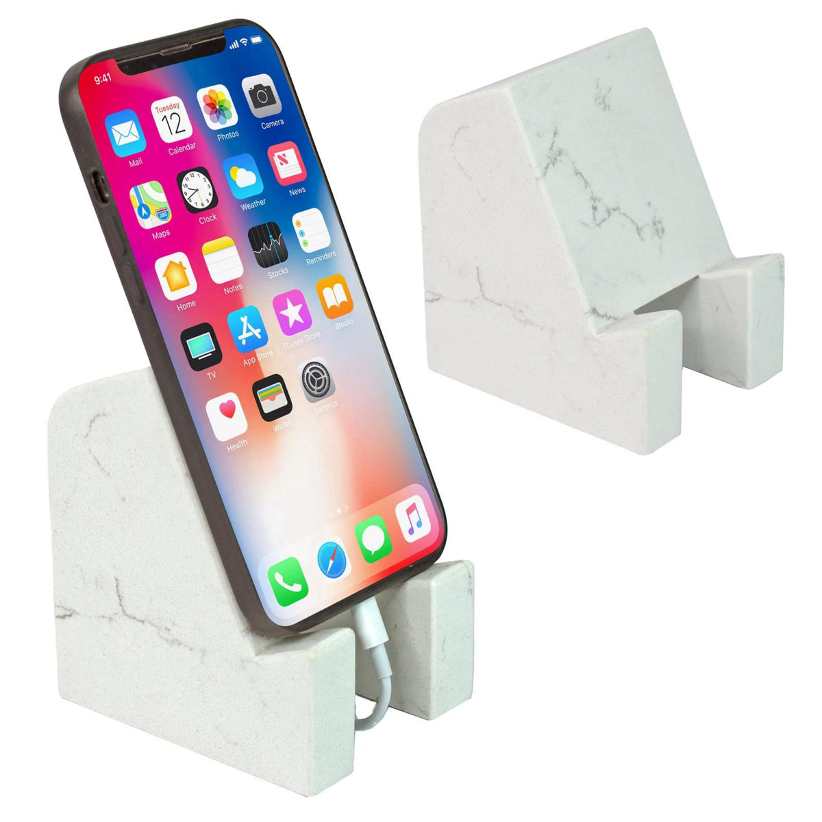 FLOWMAR Marble Phone Stand for Desk Heavy Quartz Cell Phone