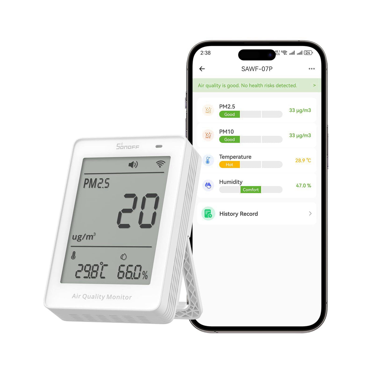 SONOFF SAWF 07P Smart Indoor Air Quality Monitor with PM2 5