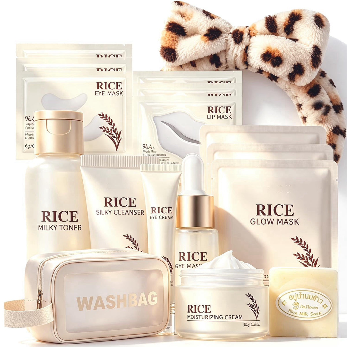 17PCS Korean Skin Care Set Rice Skincare Set for Women Kids