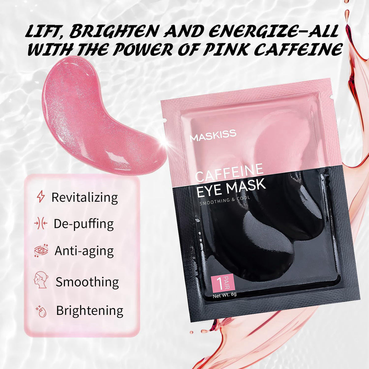 Maskiss Pink Caffeine Under Eye Patches 3 in 1 Eye Masks — view 2