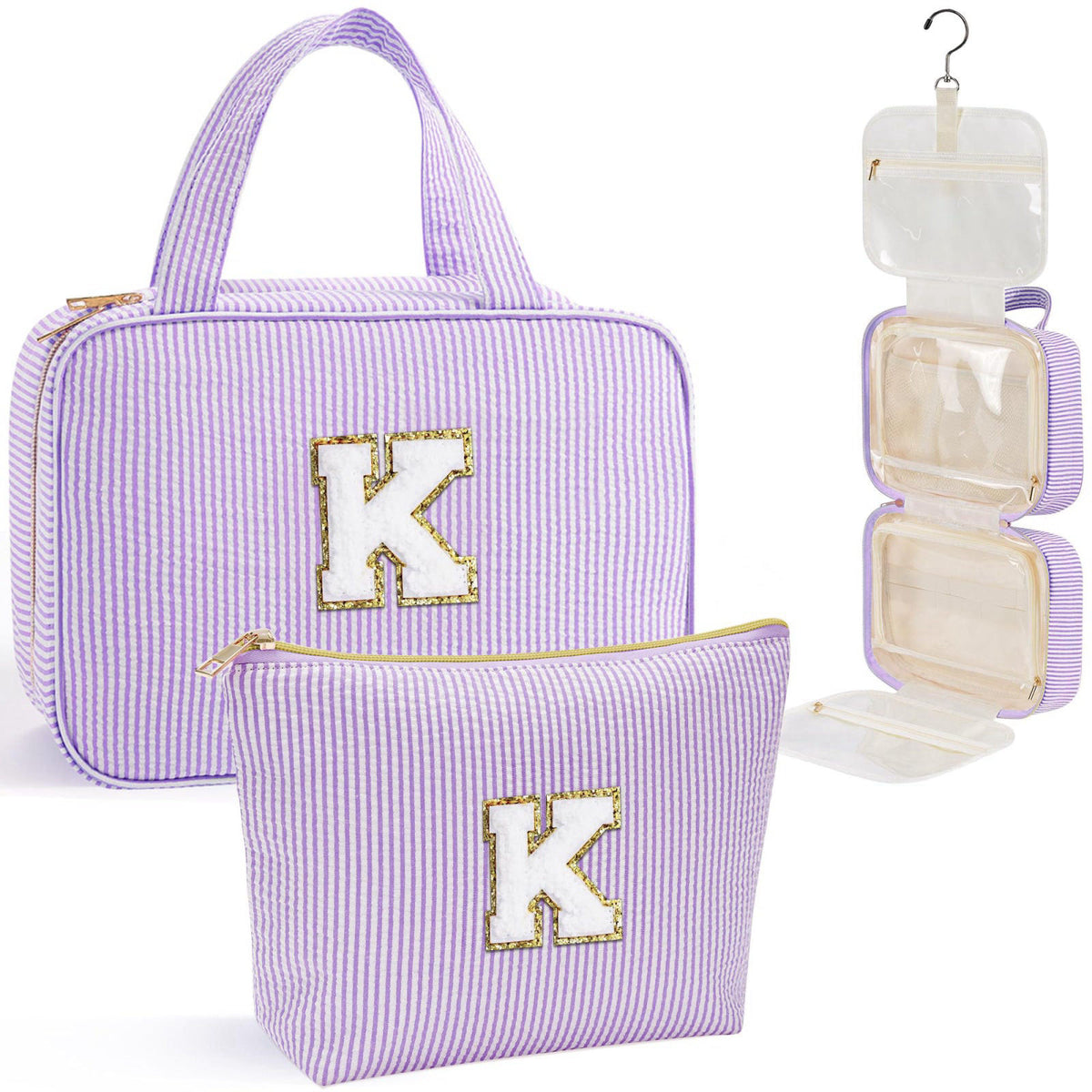 YOOLIFE Initial Toiletry Bag Travel Makeup Bag for Women — view 2