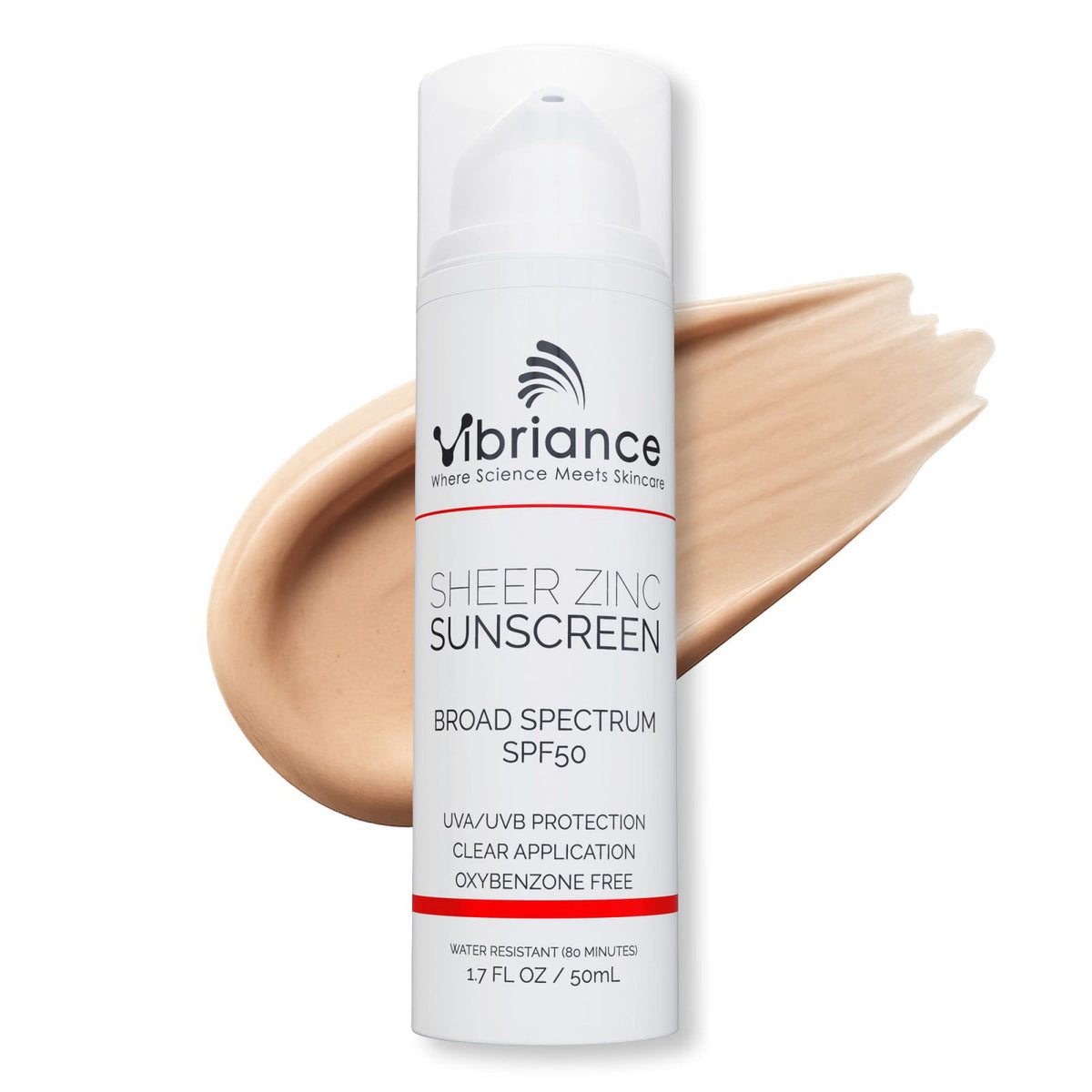 Vibriance Sheer Zinc Tinted Sunscreen for Face SPF 50 1 7 fl