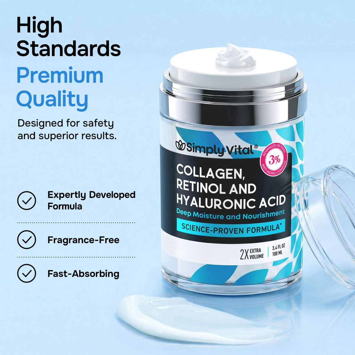 SimplyVital Face Moisturizer Retinol Collagen Hyaluronic — view 7