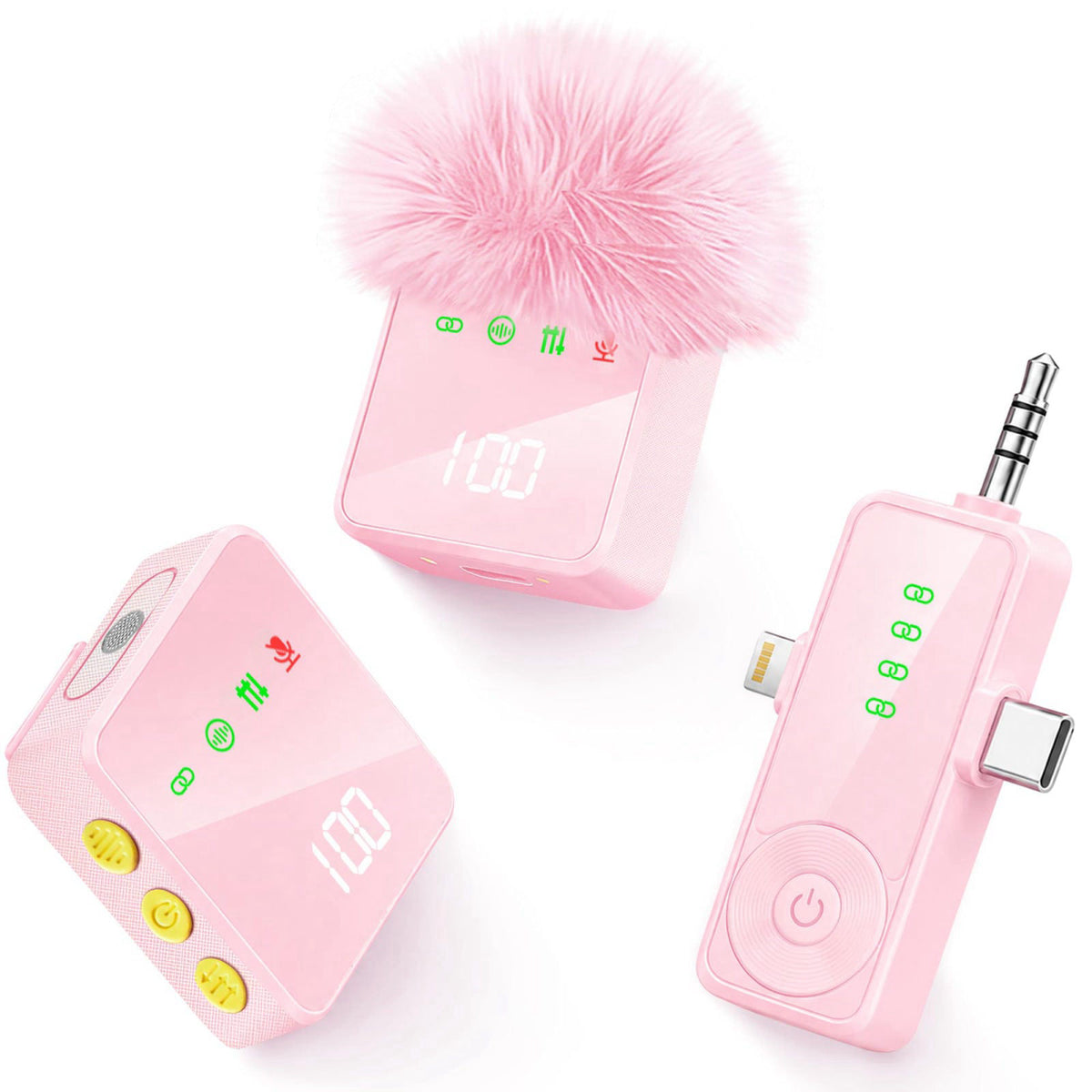 3 in 1 Wireless Lavalier Microphone for iPhone Android