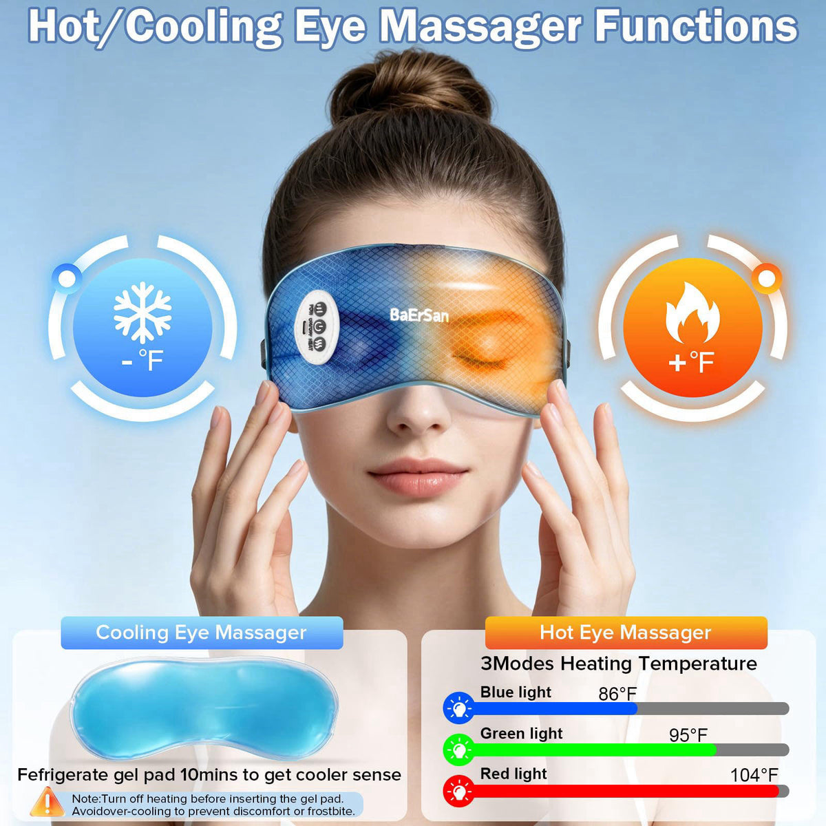 Eye Massager with Heat Vibration Reusable Gel Strip