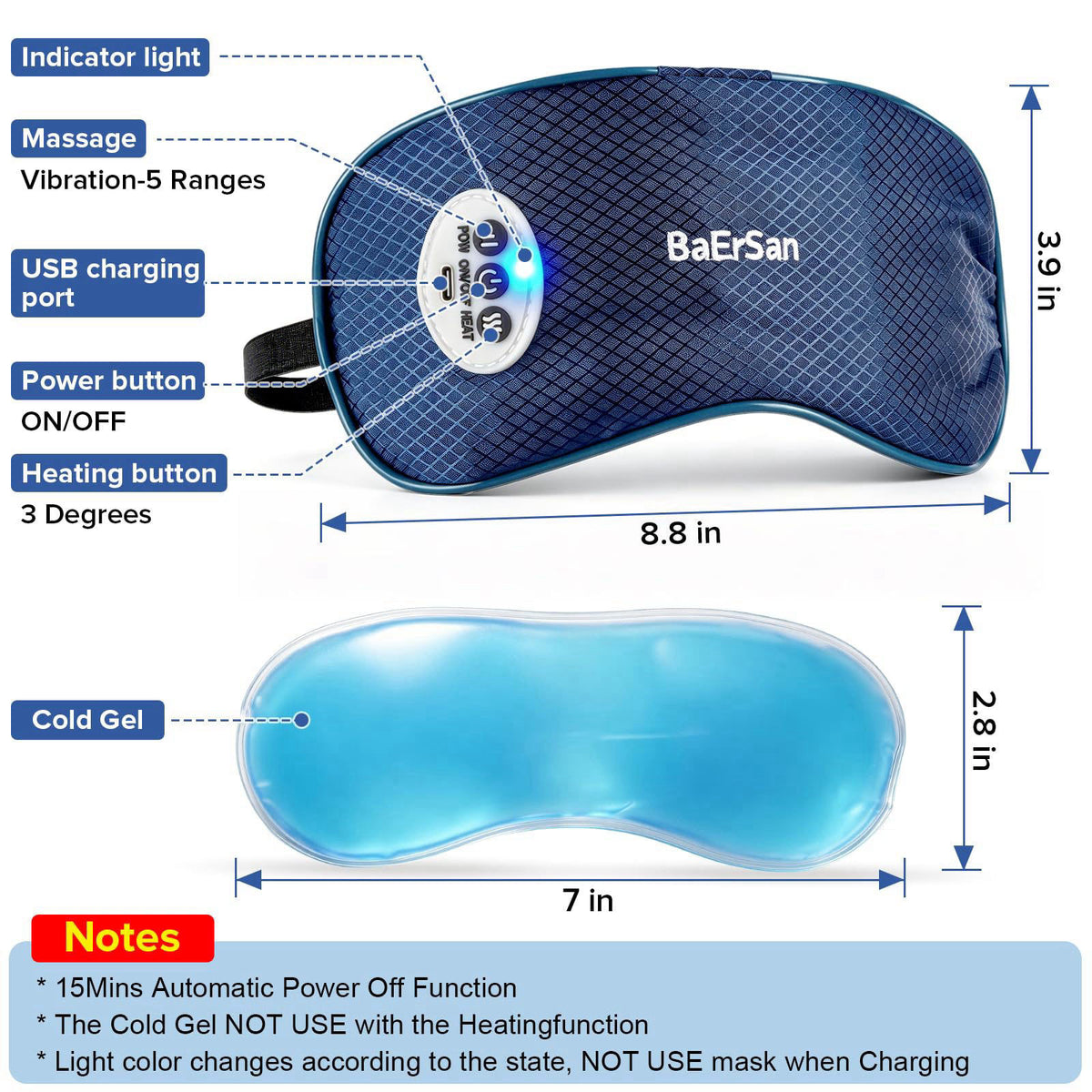 Eye Massager with Heat Vibration Reusable Gel Strip