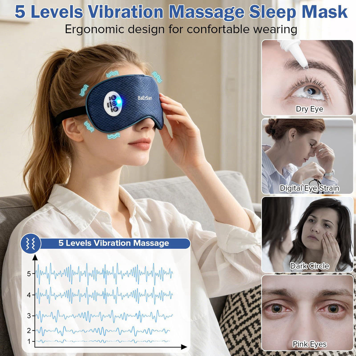 Eye Massager with Heat Vibration Reusable Gel Strip