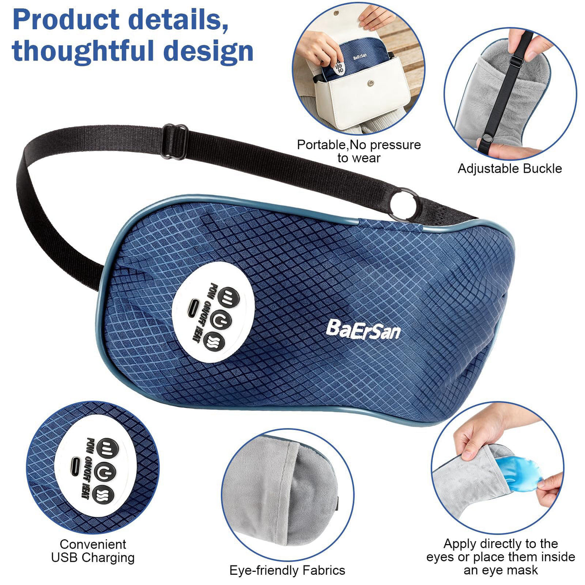 Eye Massager with Heat Vibration Reusable Gel Strip