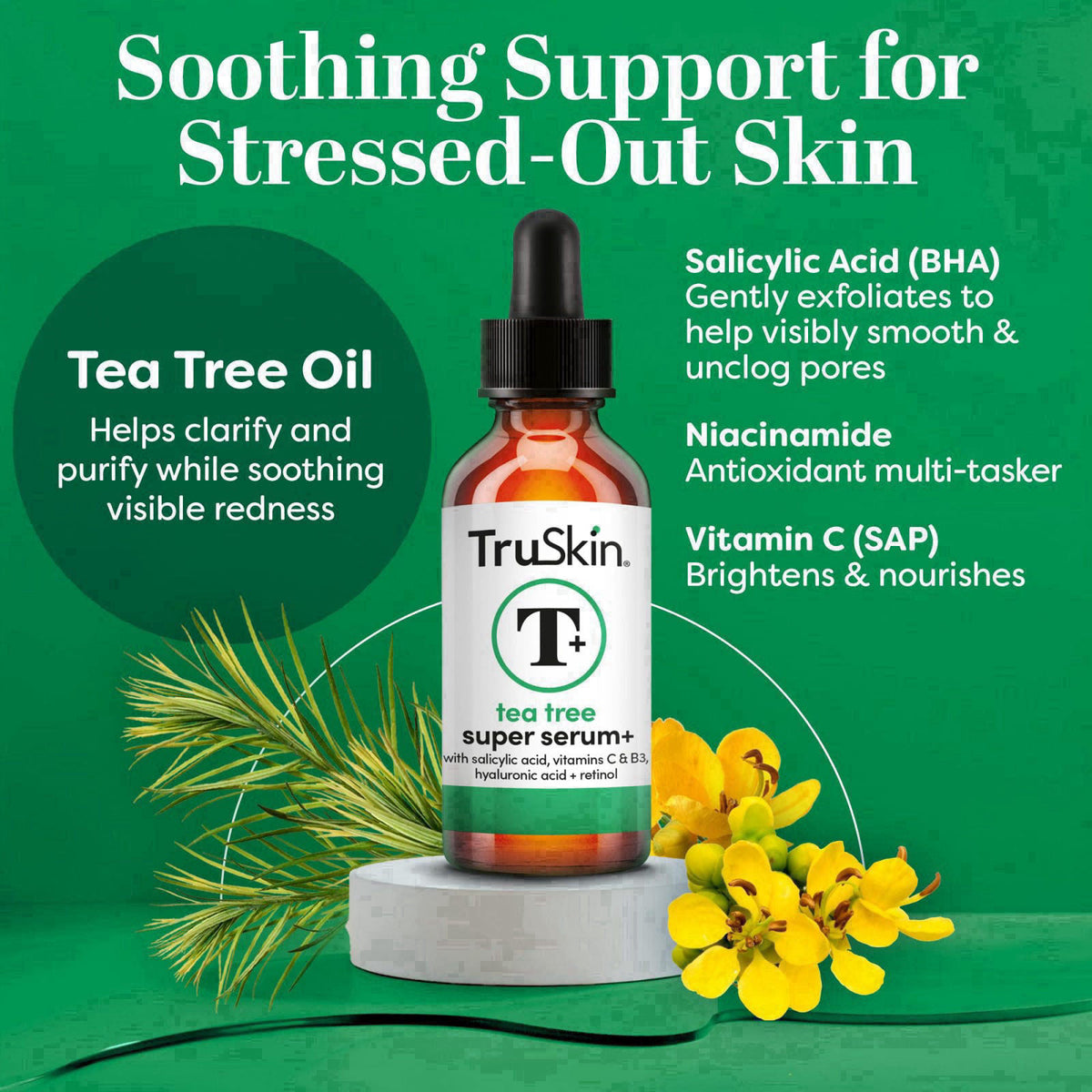 TruSkin Tea Tree Acne Serum with Salicylic Acid & Retinol, 2 fl oz – close-up detail