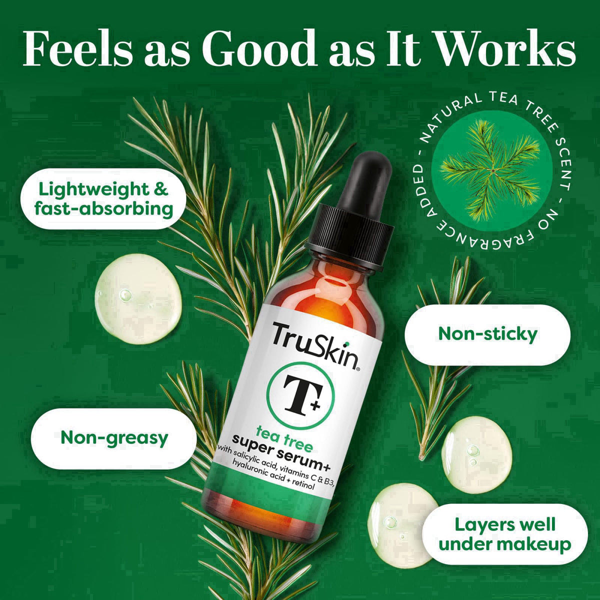TruSkin Tea Tree Acne Serum with Salicylic Acid & Retinol, 2 fl oz – full view