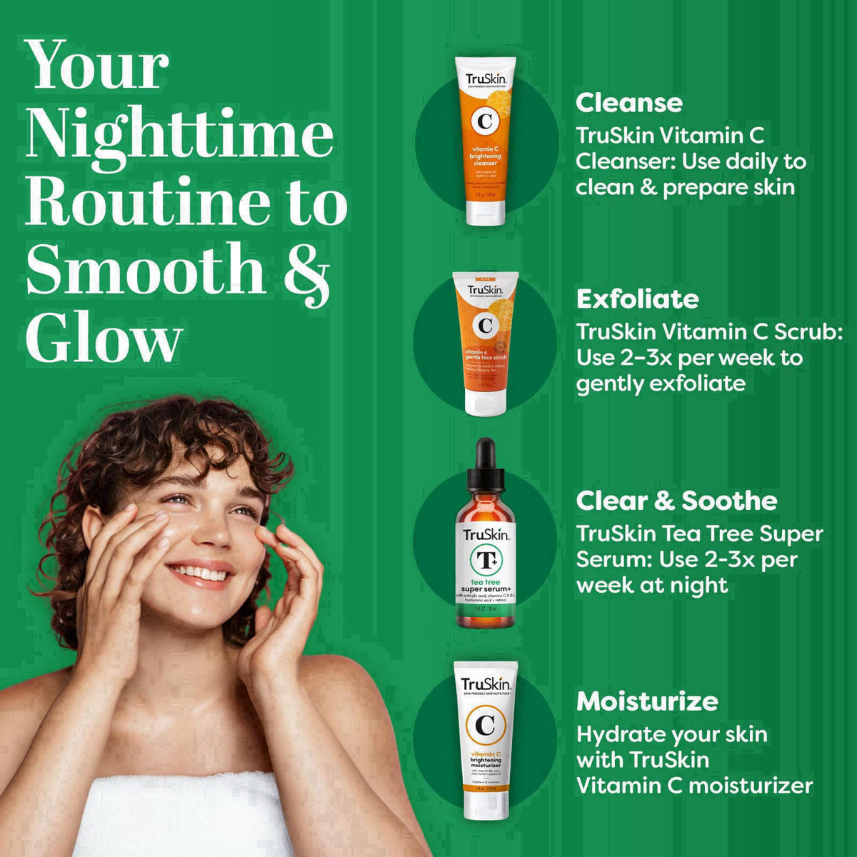 TruSkin Tea Tree Acne Serum with Salicylic Acid & Retinol, 2 fl oz – back view and specifications