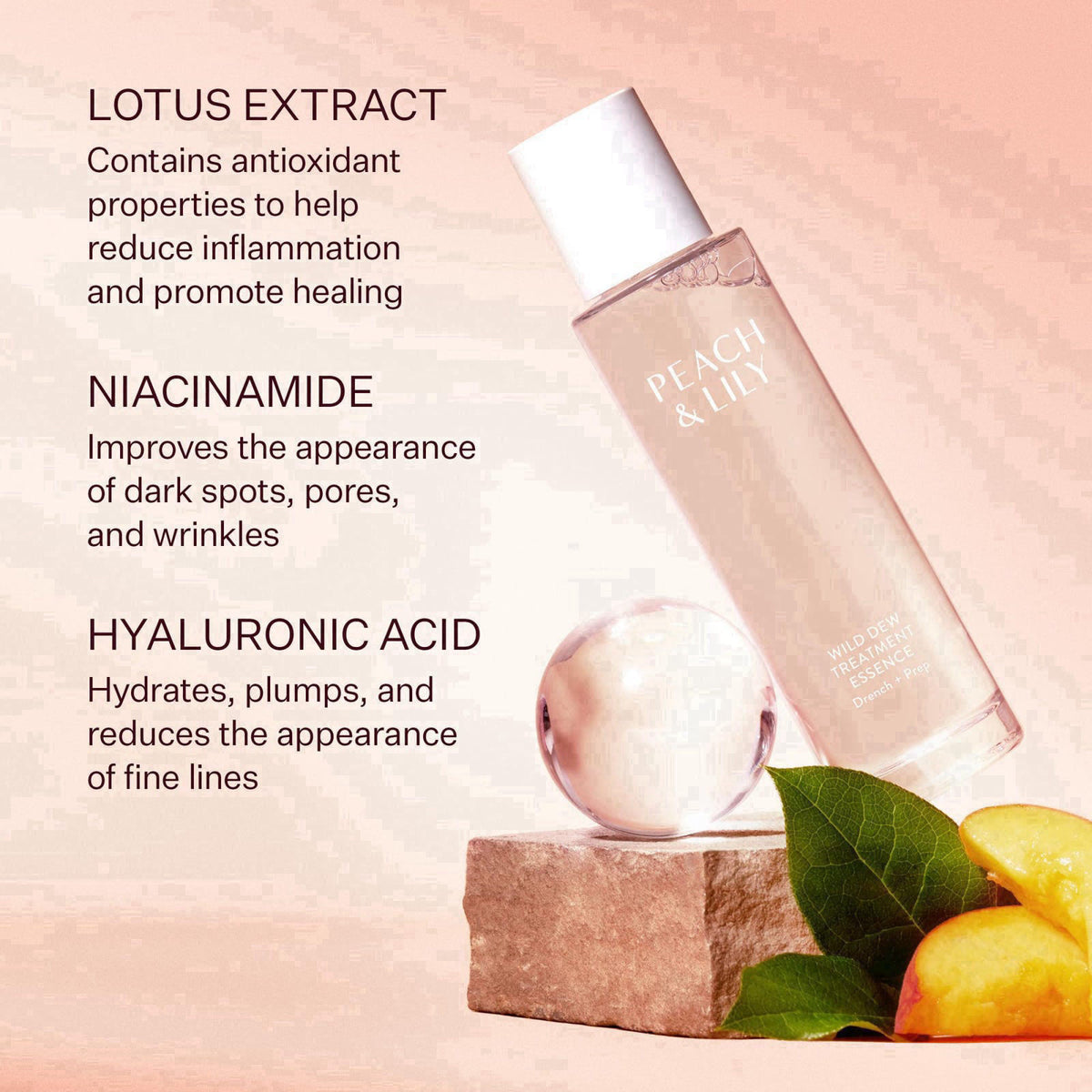 Peach & Lily - Wild Dew Treatment Essence (3.38 oz) - Drench, Plump, & Prep - Featherlight - Hyaluronic Acid, Adenosine,