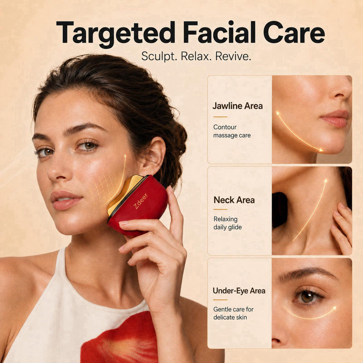 GS5 Electric Heated Gua Sha Tool Red Light Face Massager Red