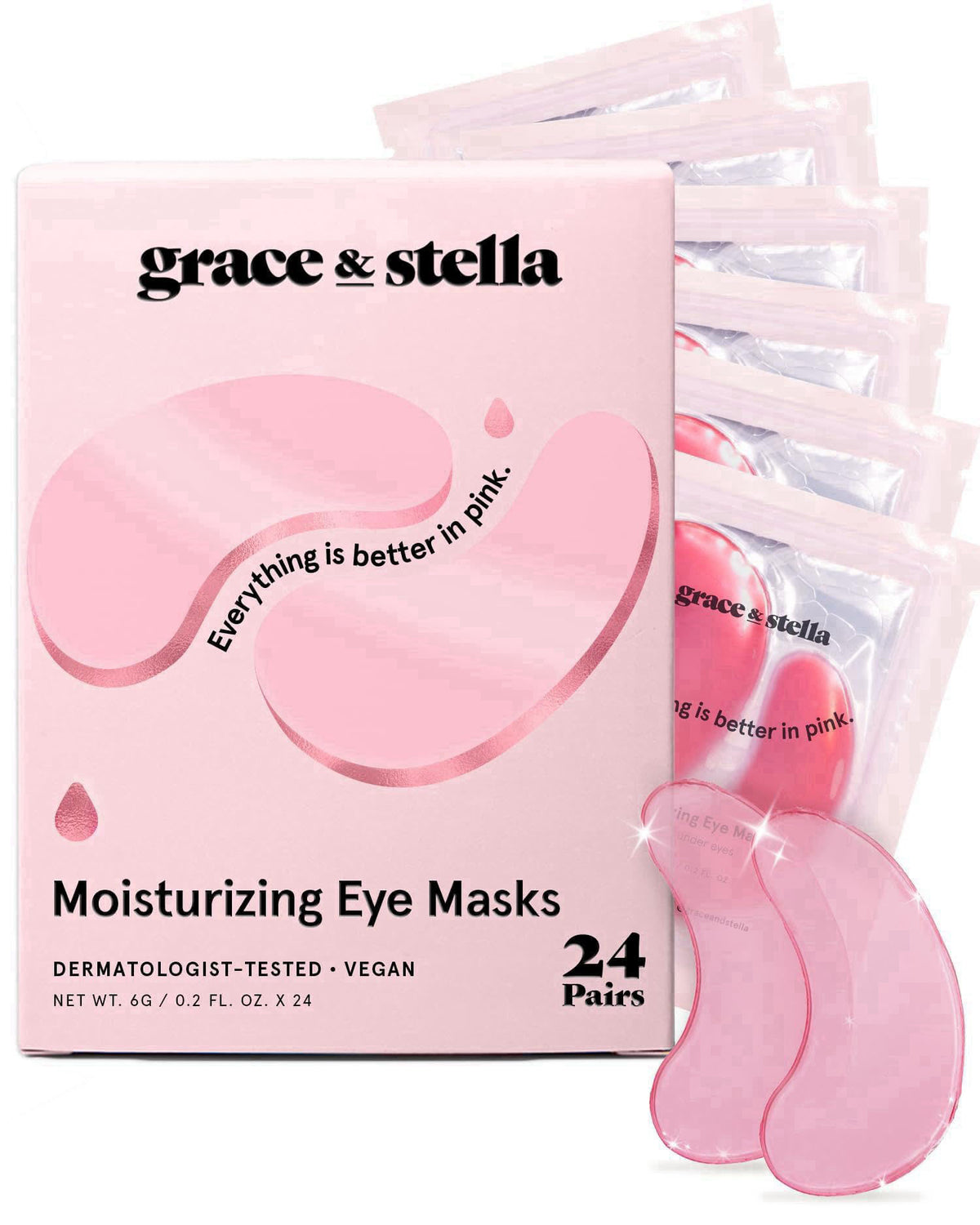 grace & stella Award Winning Moisturizing Under Eye Masks (24 Pairs, Pink) – product photo (Wrinkle Pads &amp; Patches)