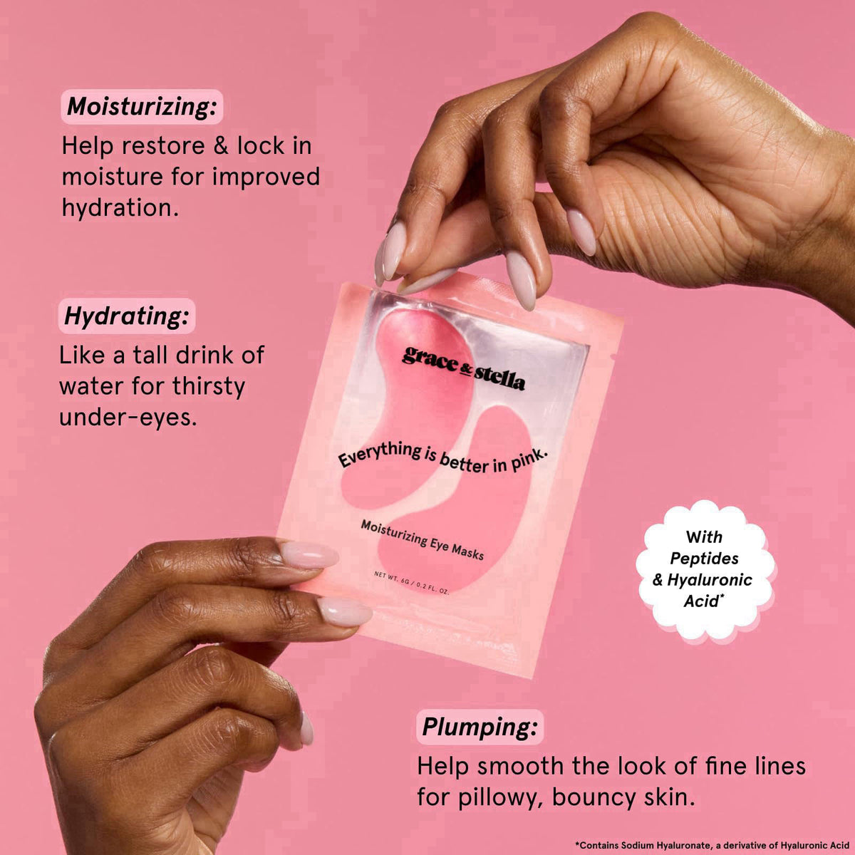 grace & stella Award Winning Moisturizing Under Eye Masks (24 Pairs, Pink) – packaging and label