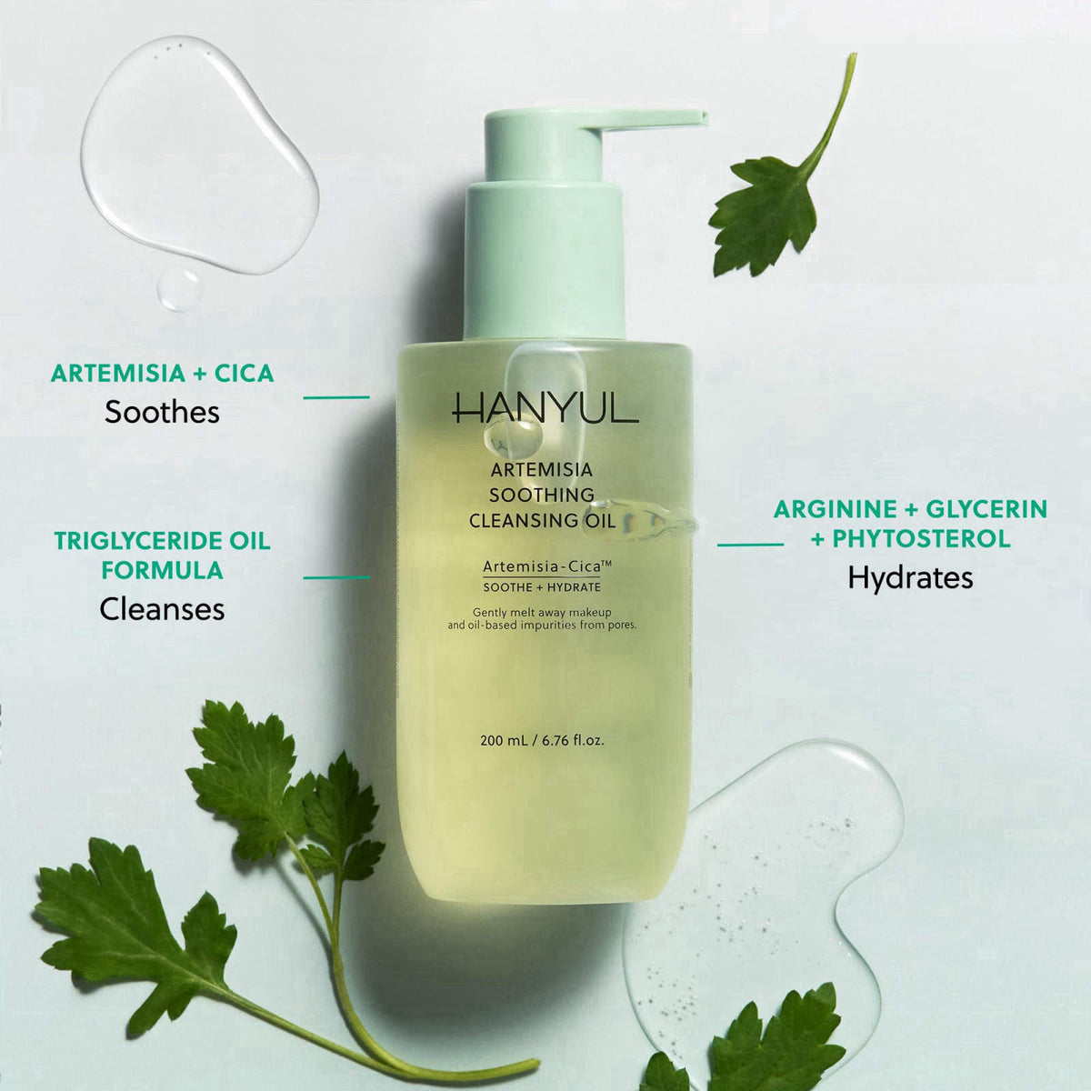 Hanyul Artemisia Soothing Cleansing Oil | Gentle, Soothing & Hydrating Oil Facial Cleanser with Artemisia, Cica & Glycer