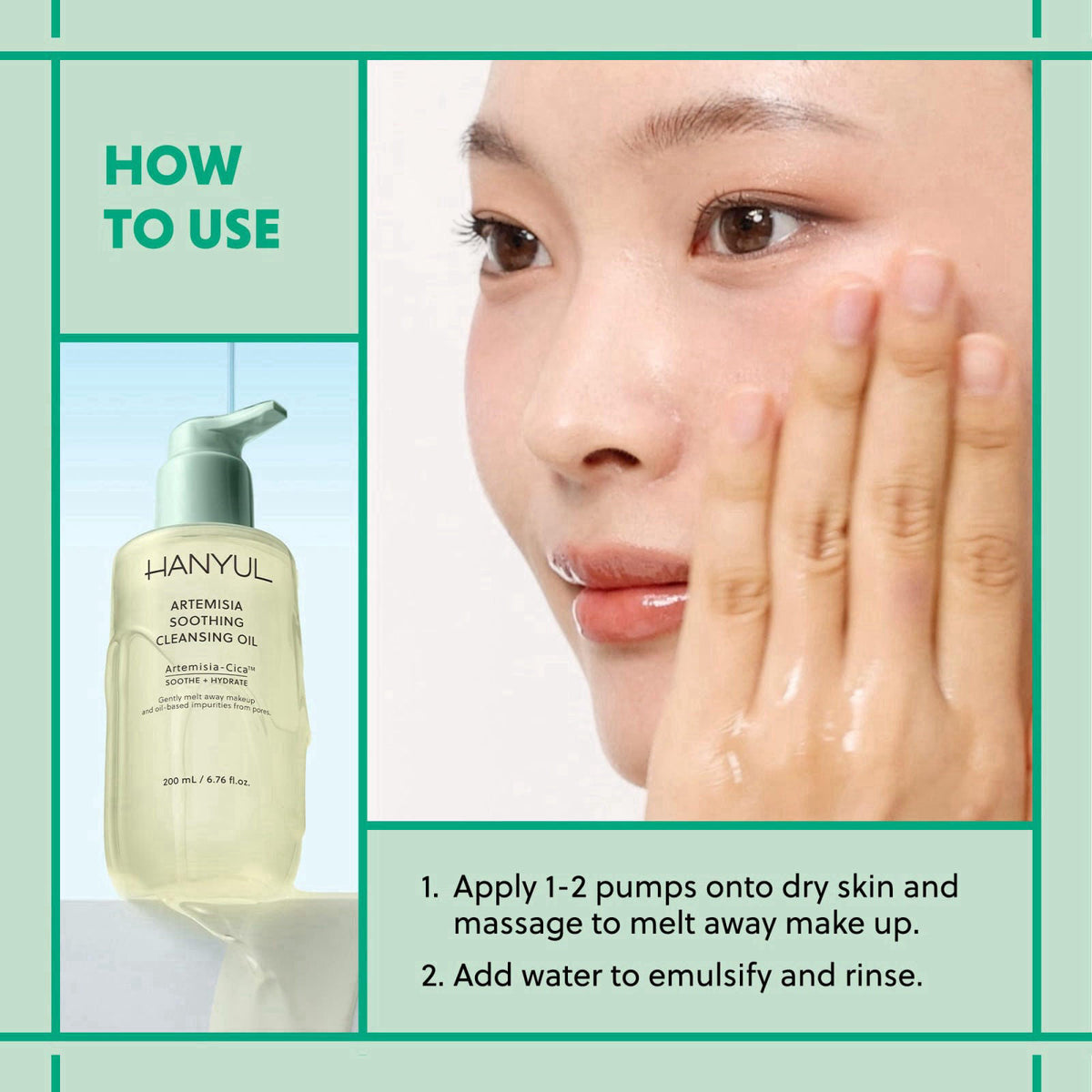 Hanyul Artemisia Soothing Cleansing Oil | Gentle, Soothing & Hydrating Oil Facial Cleanser with Artemisia, Cica & Glycer