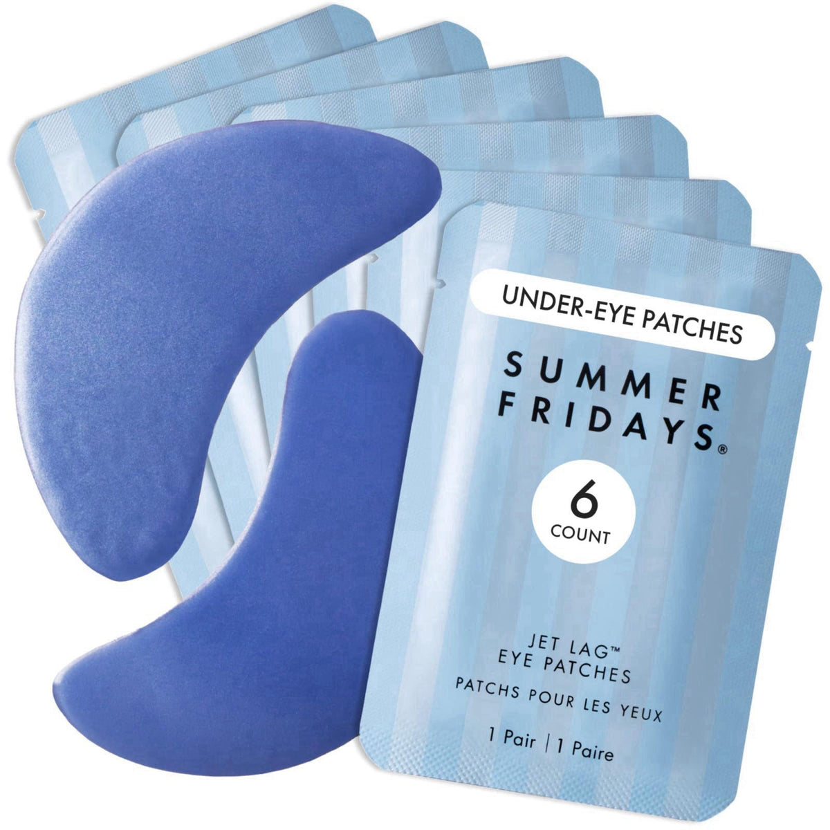 Summer Fridays Jet Lag Hydrating Eye Patches - De-puffing Hydrogel Under Eye Masks with Hyaluronic Acid, Caffeine + Pept