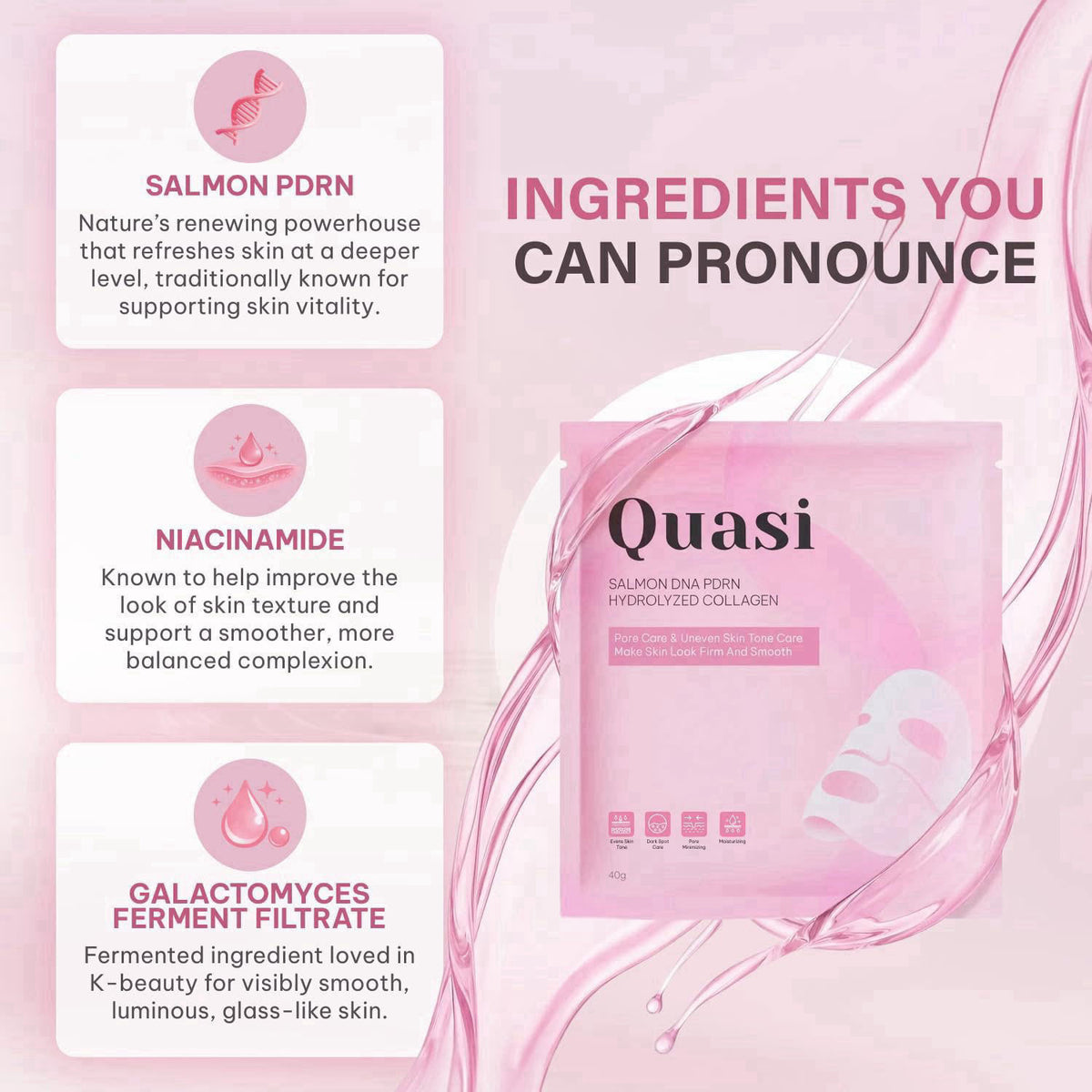 Salmon PDRN Collagen Mask Korean Skin care Gel Face Mask for