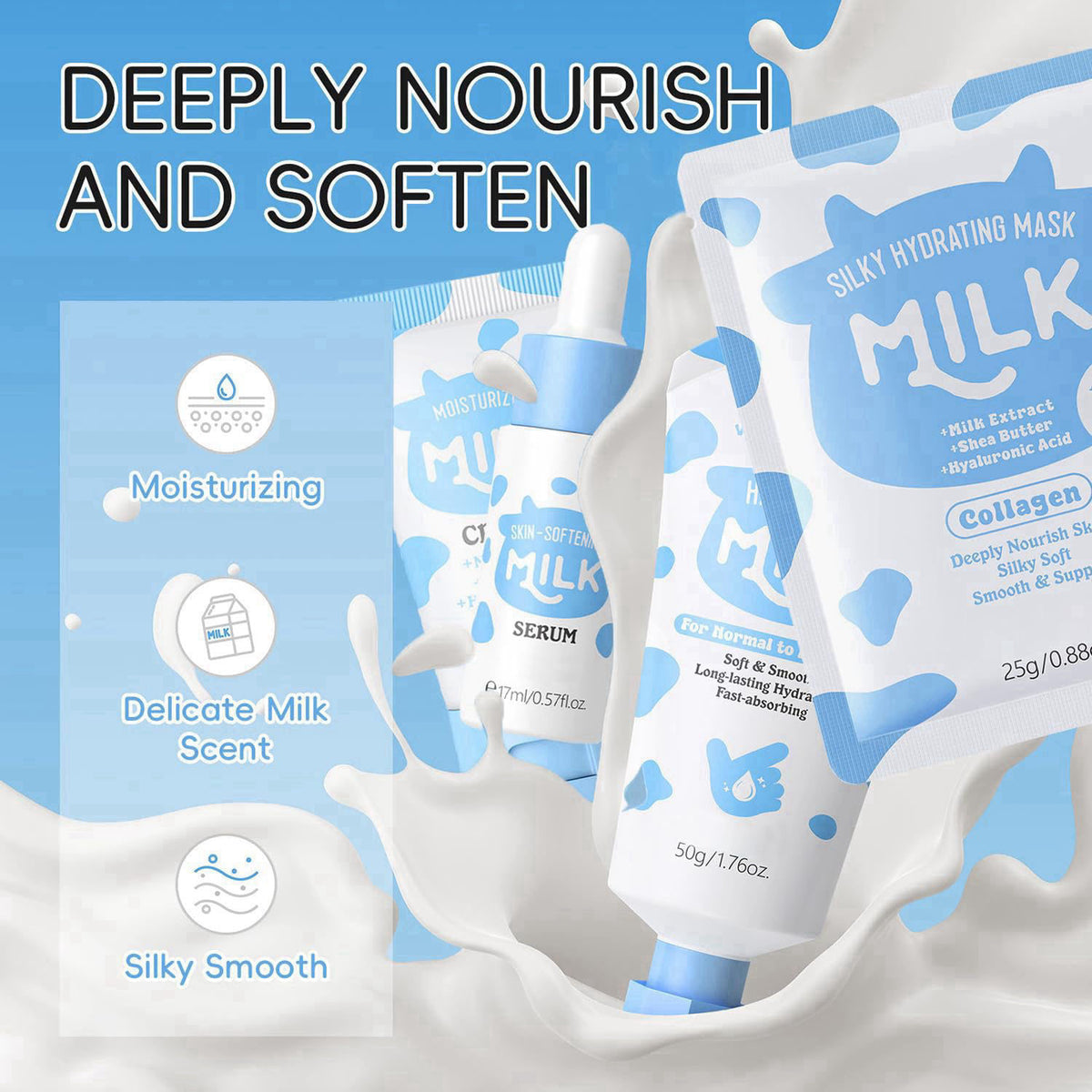 Milk Skin Care Set for Kids Teens 12 IN 1 Moisturizing