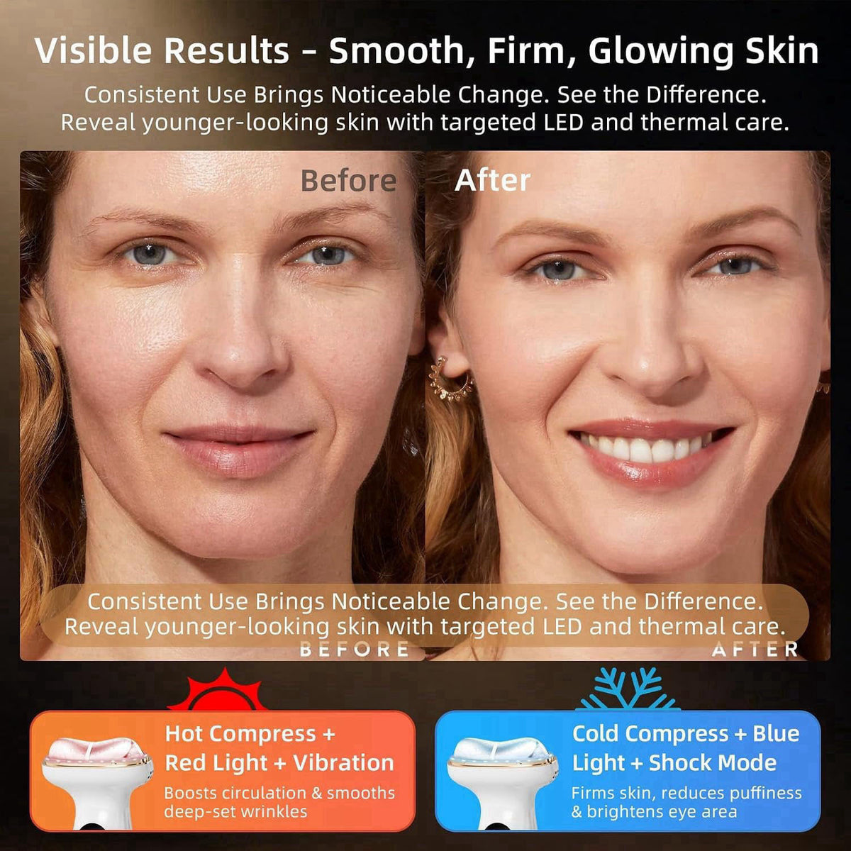 Lifiora Red Light for Face & Neck Beauty Massager, 7-in-1 LED Gua Sha Sculptor,Microcurrent,Vibration for Face Neck Eye 