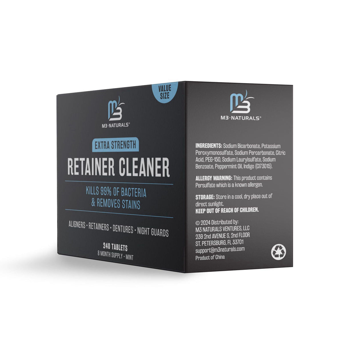 Retainer Cleaner Tablets Denture Cleaner Mint 8 Month Supply by M3 Naturals — view 2